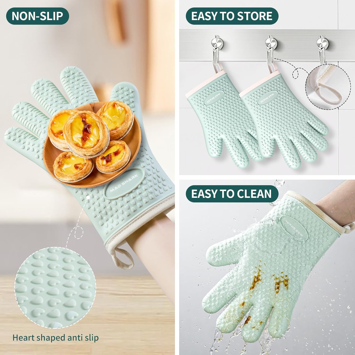 MAD SHARK Heat-Resistant Silicone Oven Mitts