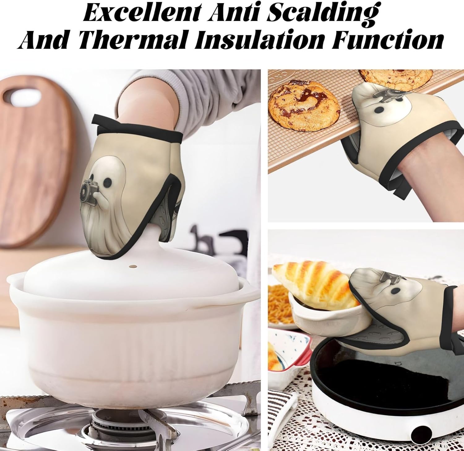 happie Halloween Mini Silicone Oven Mitts Clone_SAFE Heat-Resistant Cookware Protection