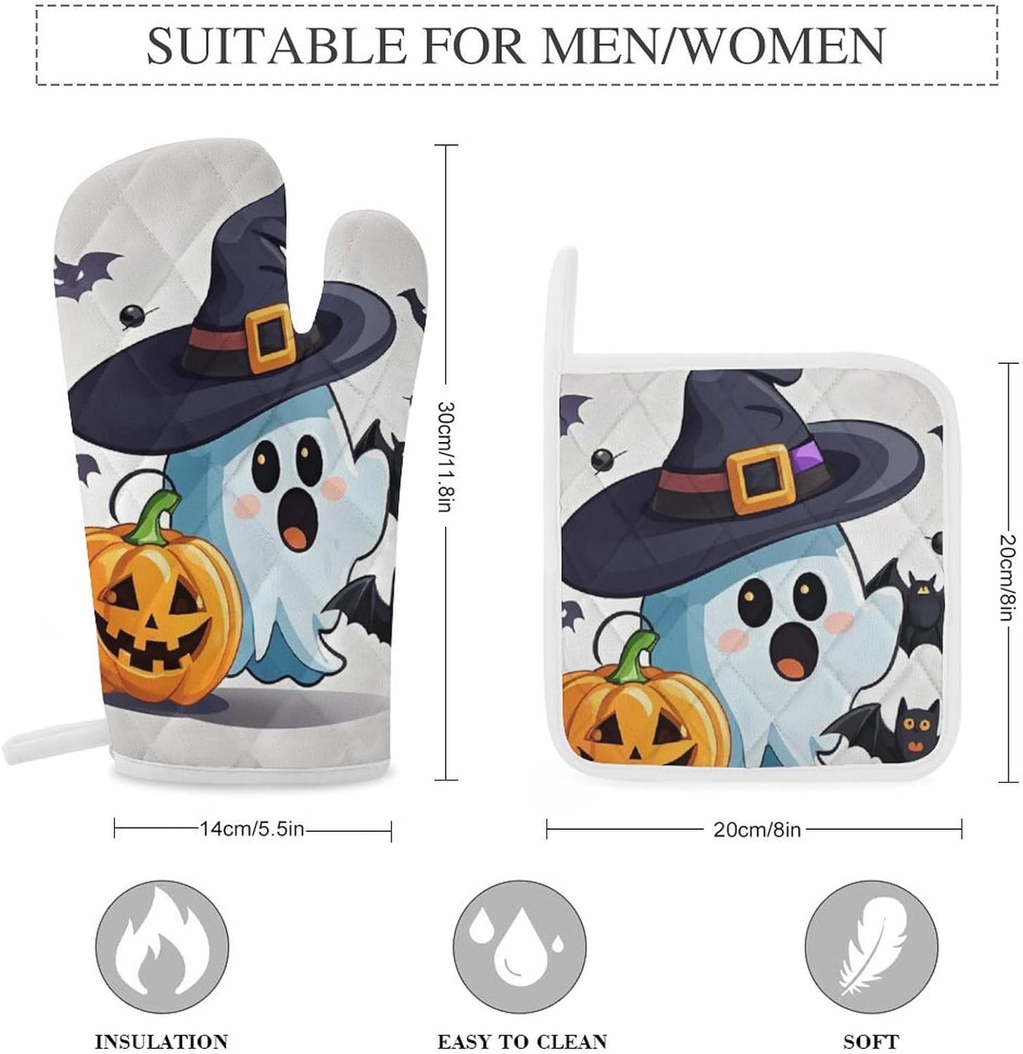 scematician Halloween Ghost Oven Mitts Set Cooking Comfort You Can Count On