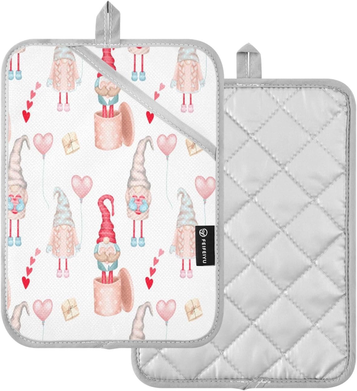 Valentine Gnomes 2-Pack Pot Holders Heat Resistant Potholders Oven Mitts