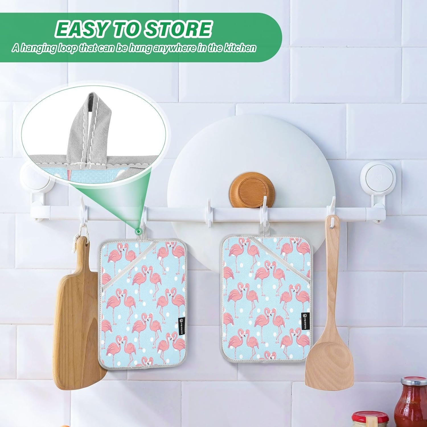 Kcldeci Pink Flamingo 2Pack Heat Resistant Oven Mitts