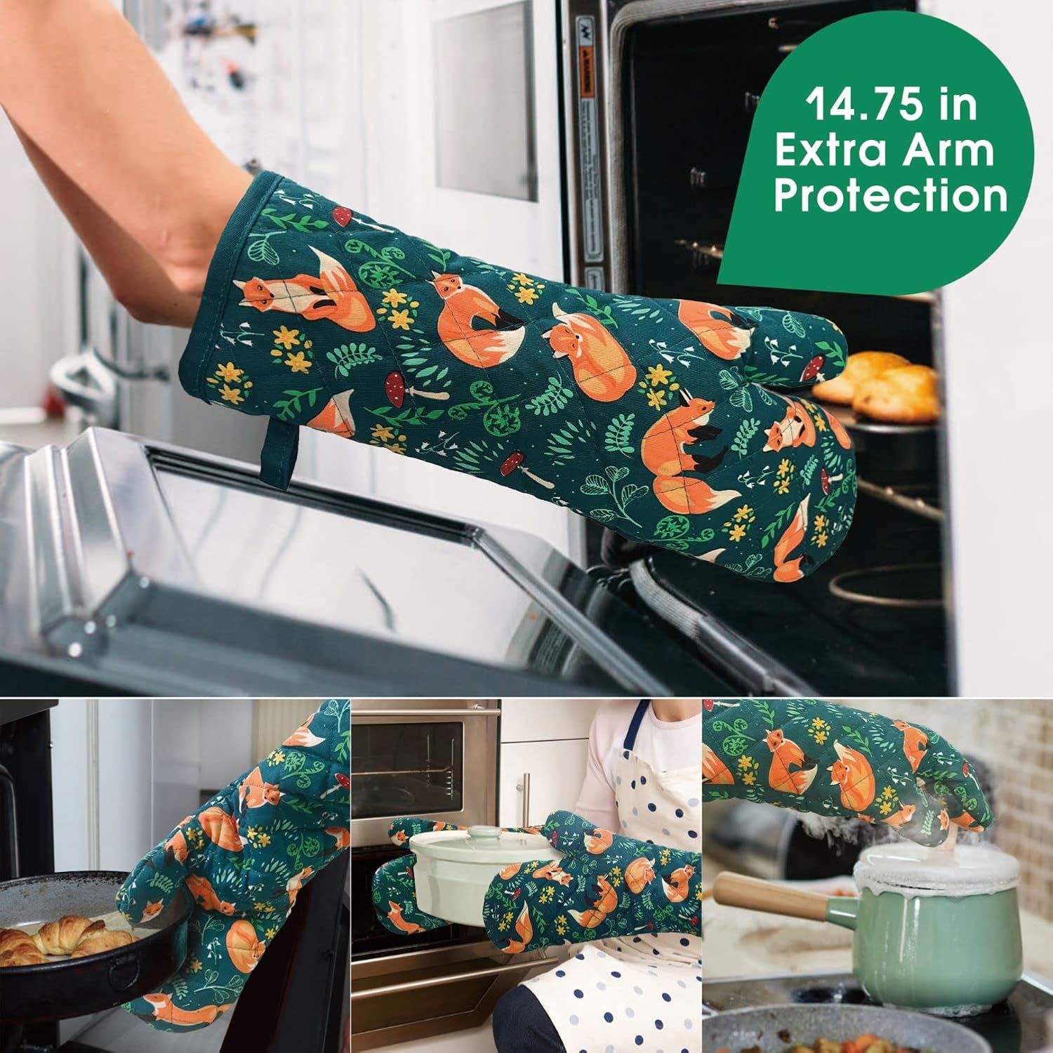 Heat-Resistant Kitchen Oven Mitts