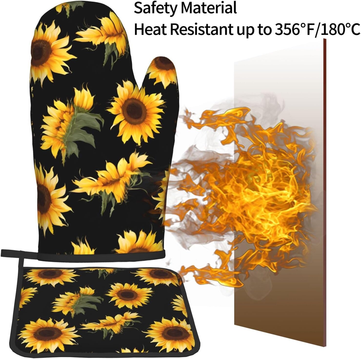 Sunflower Oven Mitts Set