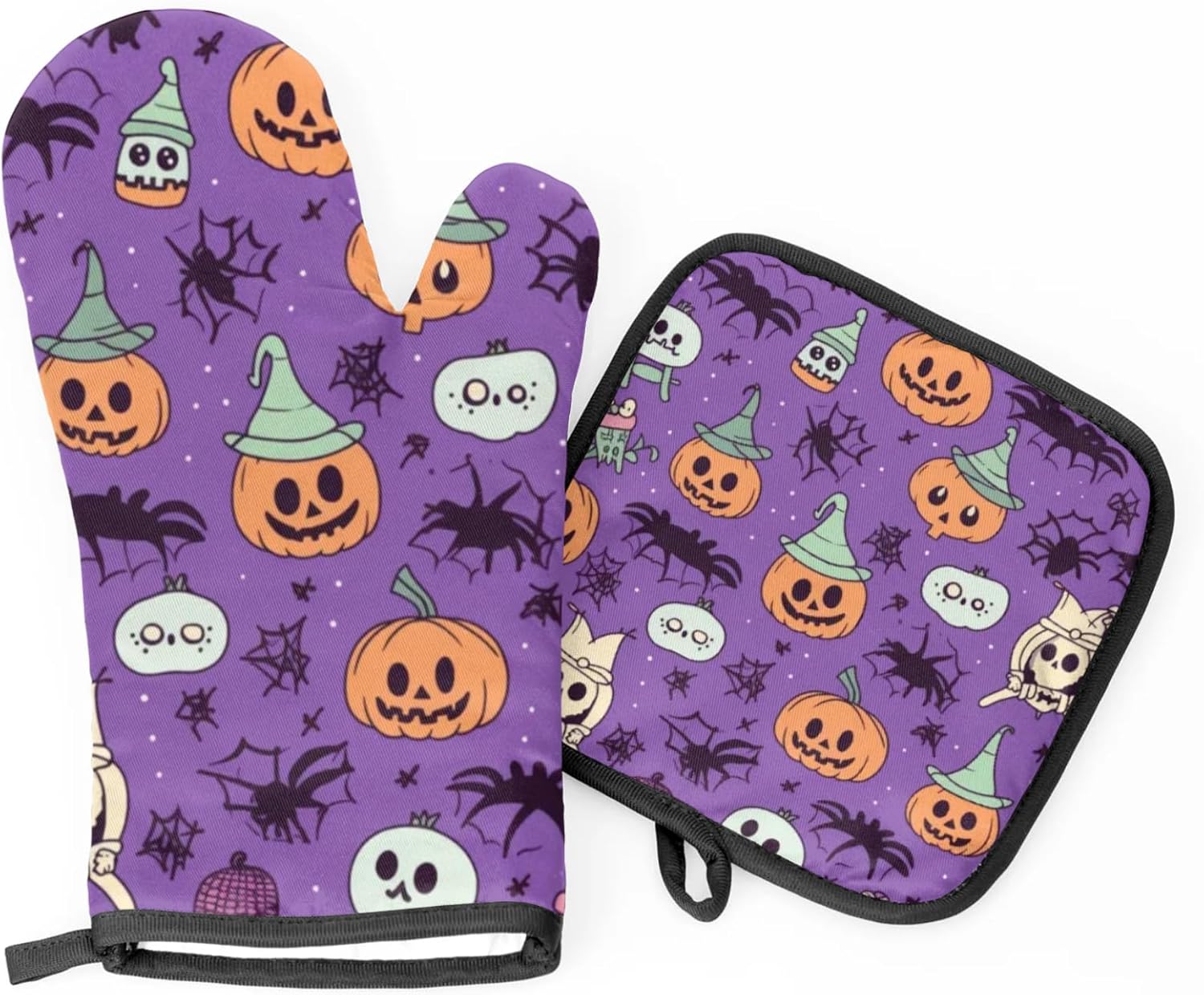 Halloween Art Pumpkins Oven Mitts Pot Holders