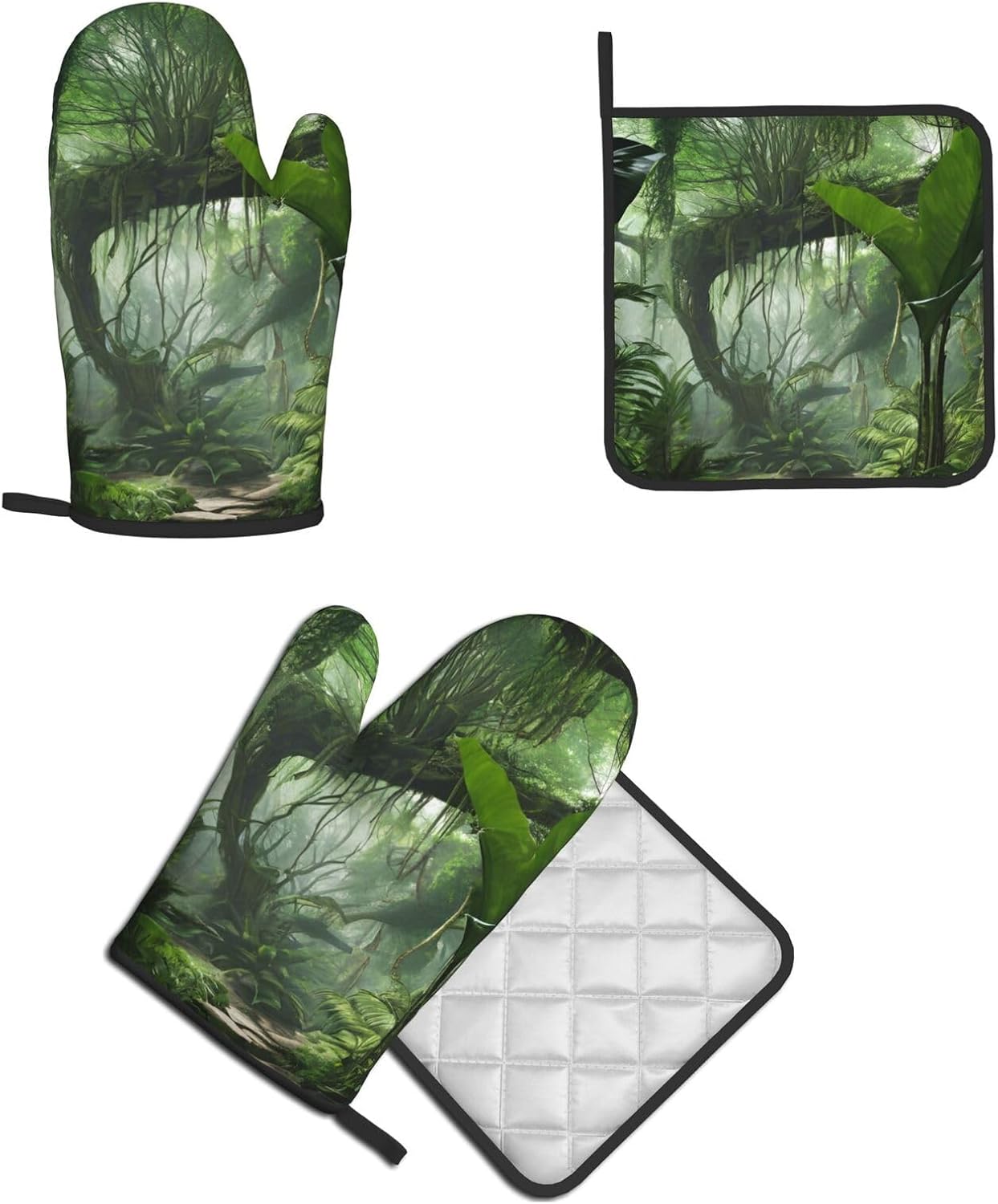 Quopvn Tropical Rainforest Oven Mitts Pot Holders