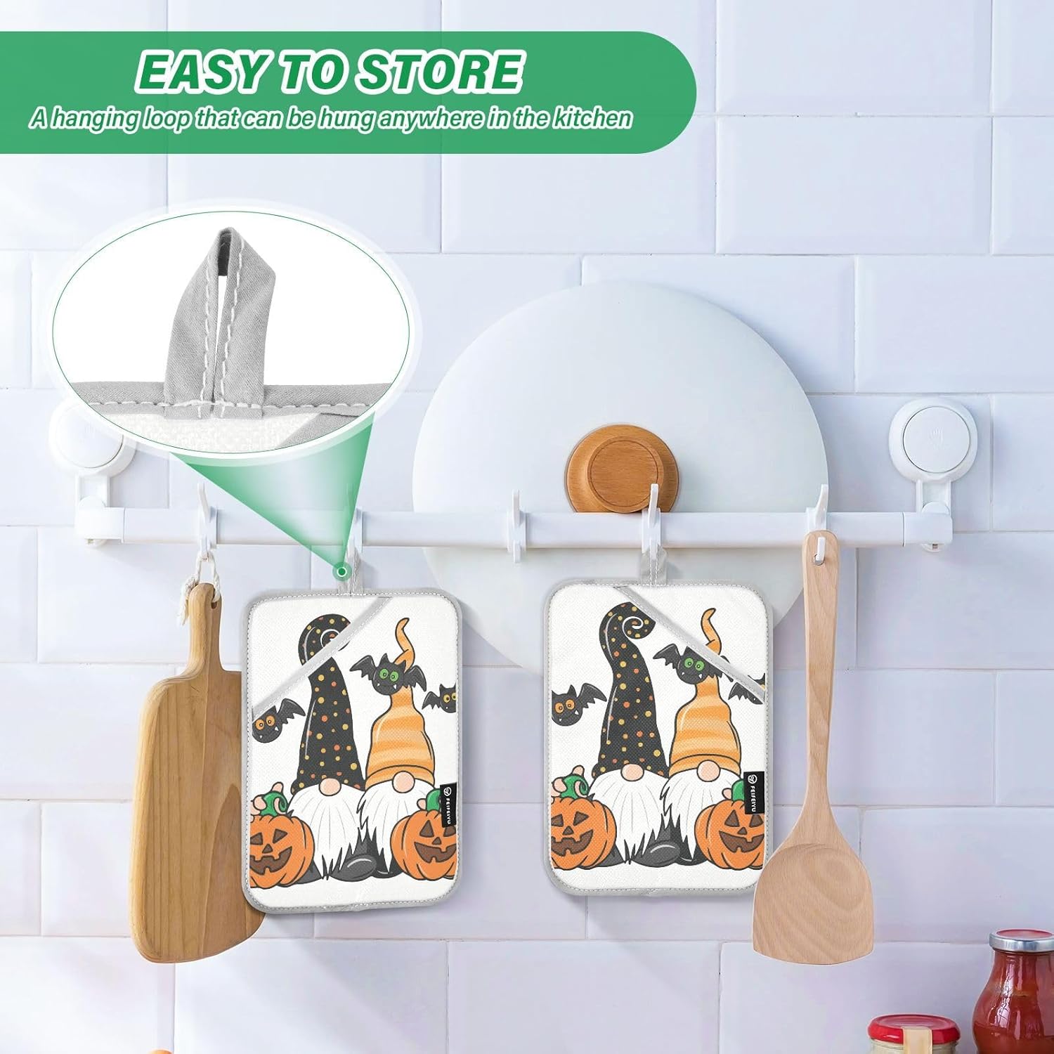 Halloween Gnome Potholders with Pockets 2 Pack