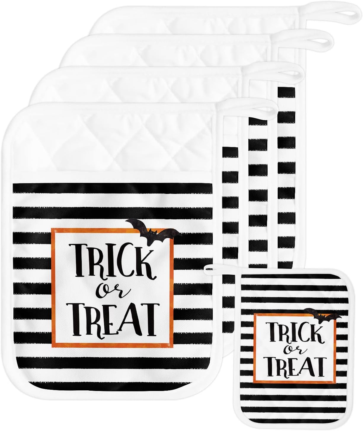 Spooktacular Halloween Bats Pot Holder Set with Pocket for Oven Mitts