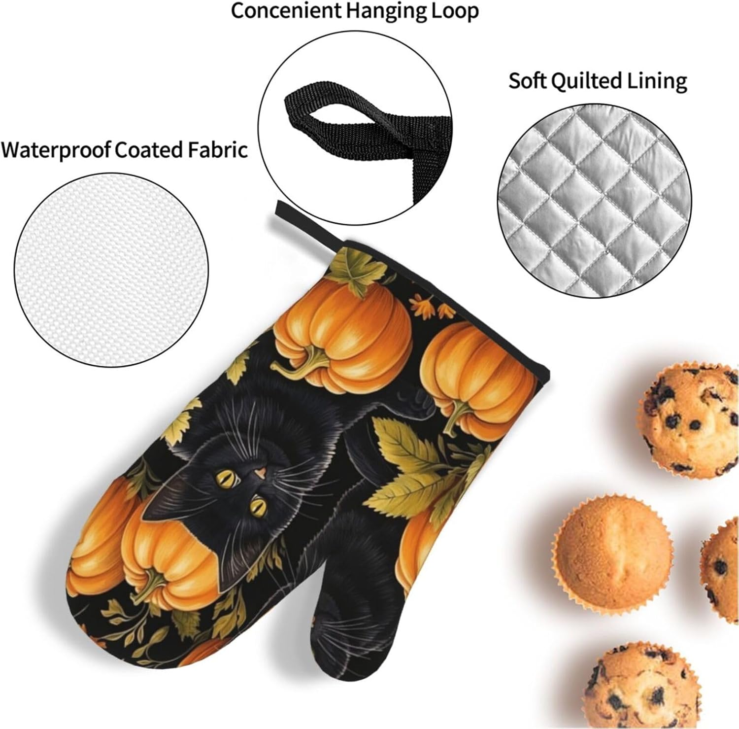 Halloween Treat Safe Oven Mitts Pot Holders for Baking BBQ