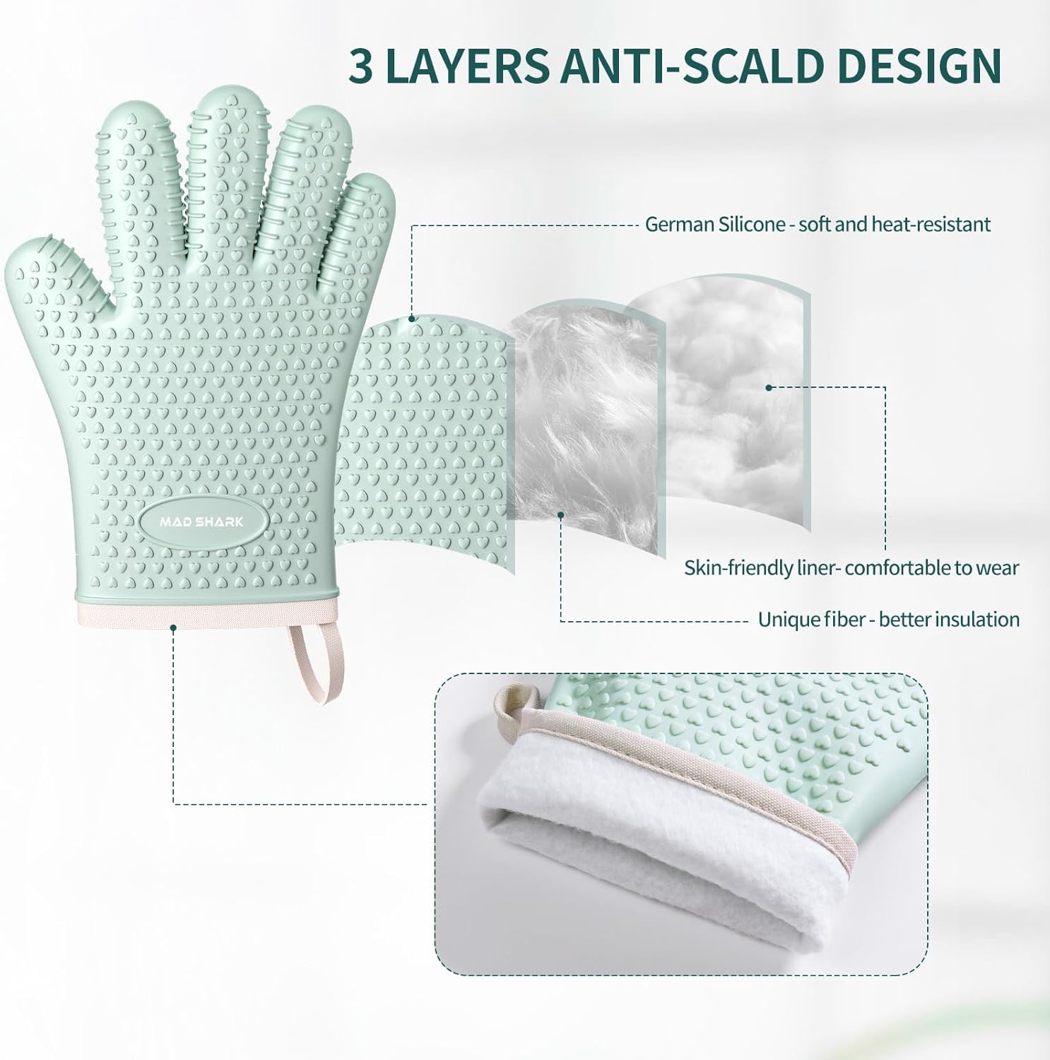 MAD SHARK Heat-Resistant Silicone Oven Mitts