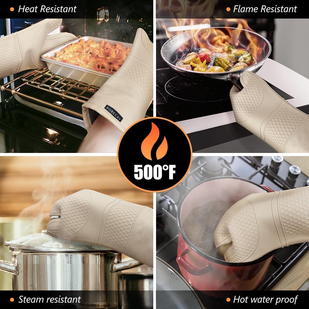 Heat-Resistant Silicone Oven Mitts