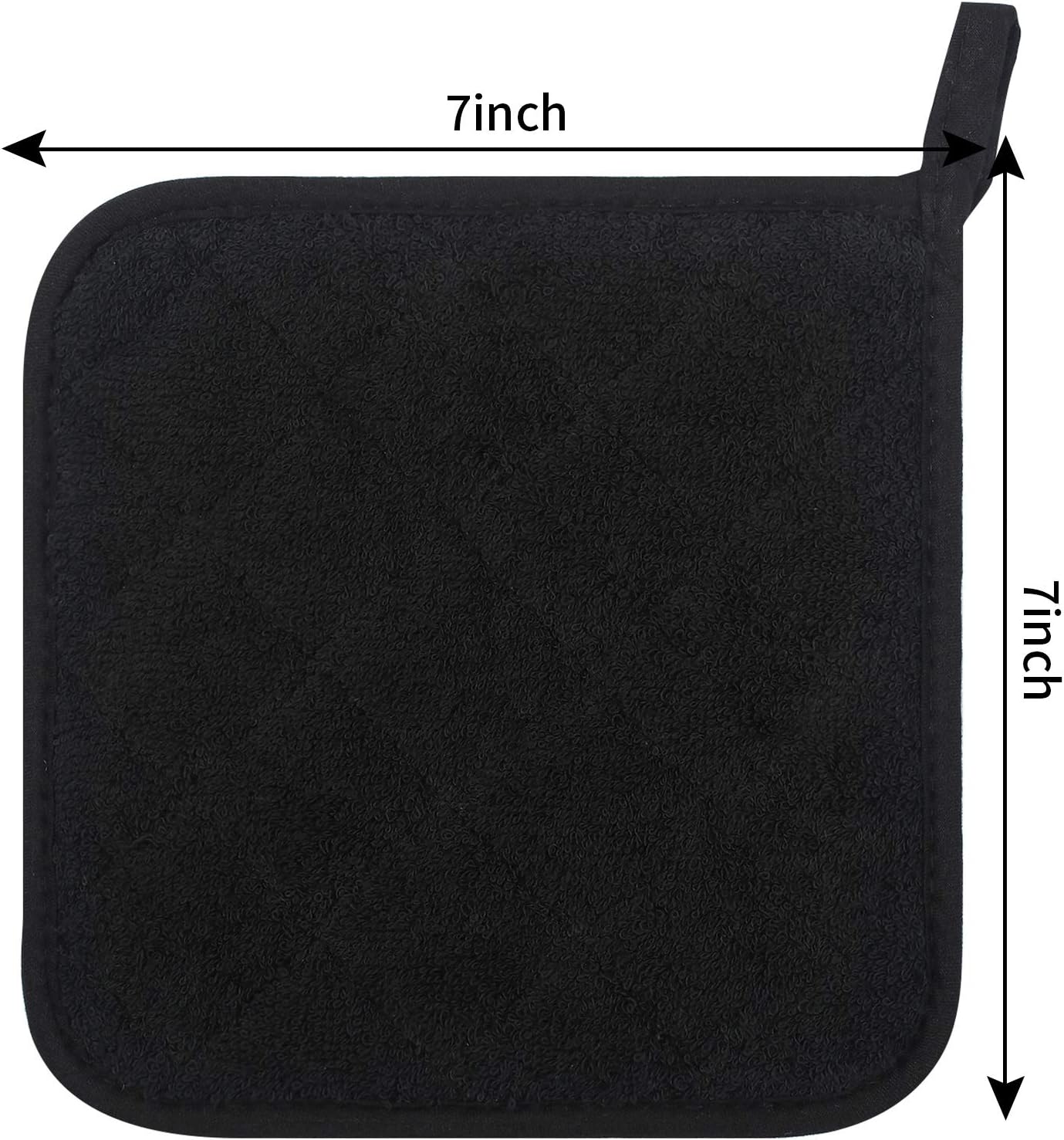 Lifaith 100 Cotton Terry Potholder Set of 5 Heat Resistant Black