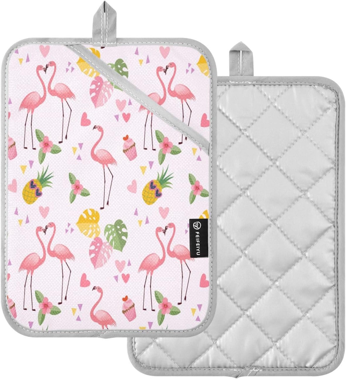 Kcldeci Cute Flamingo Pot Holder Set