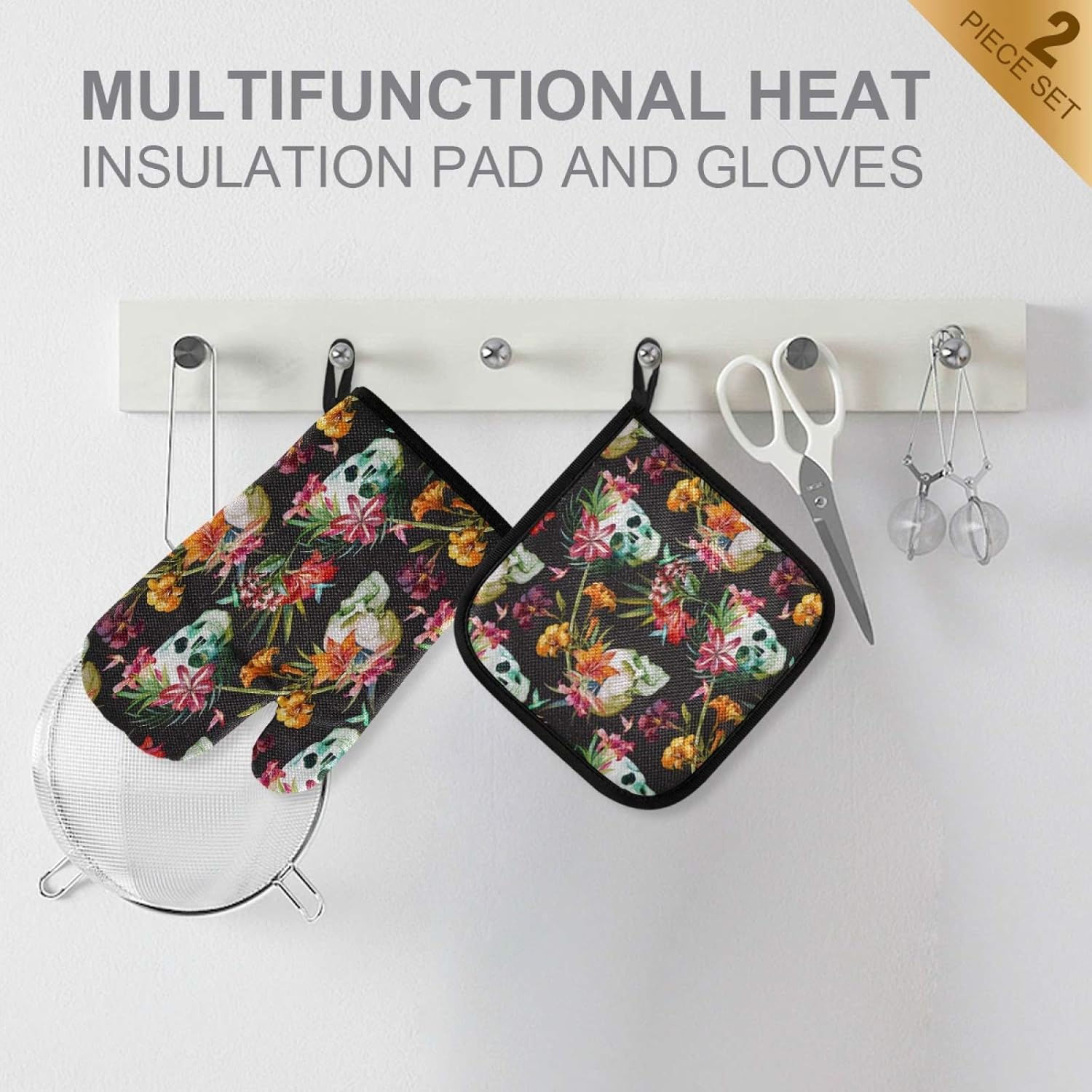 AUUXVA Halloween Pattern Oven Mitt Pot Holder Set