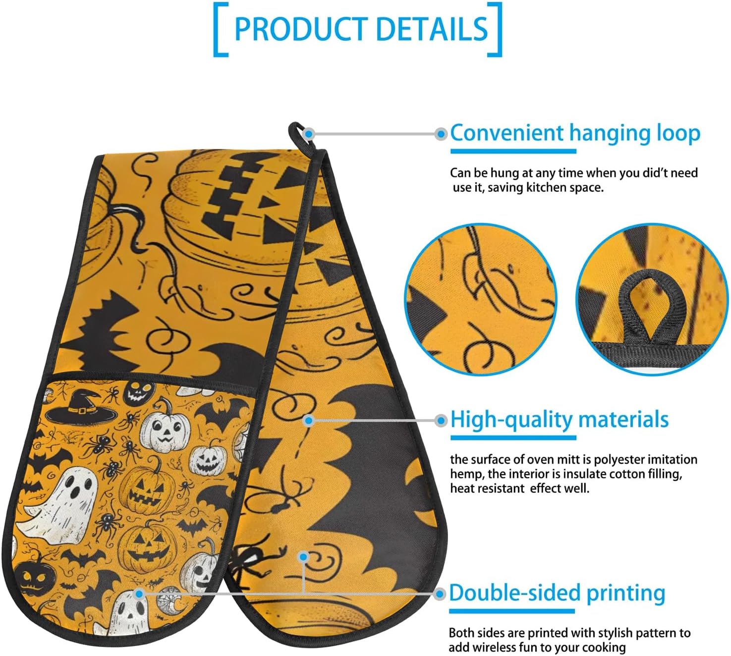 Goblin Ghost Halloween Oven Mitts Double