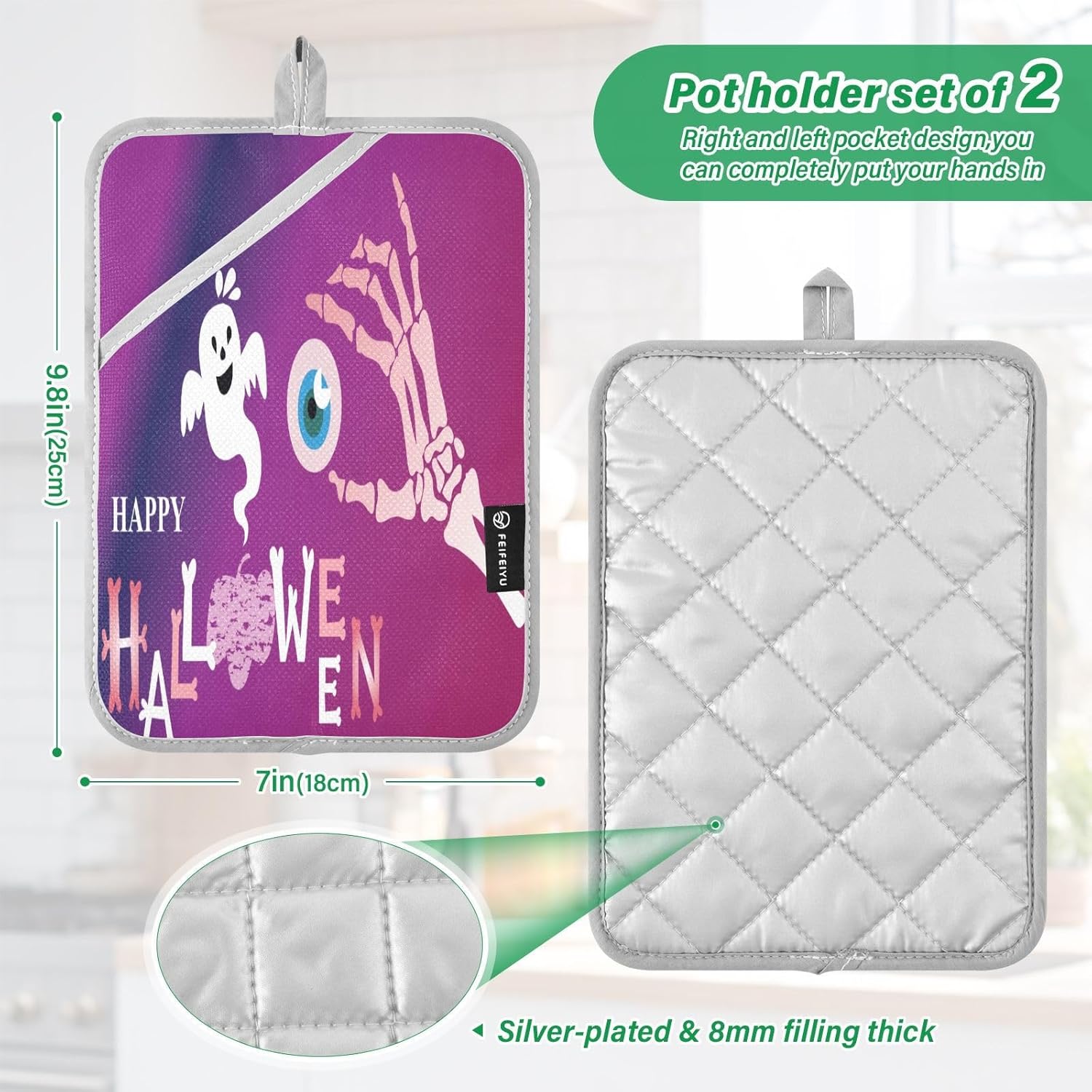 Halloween Ghost Kitchen Potholders Set