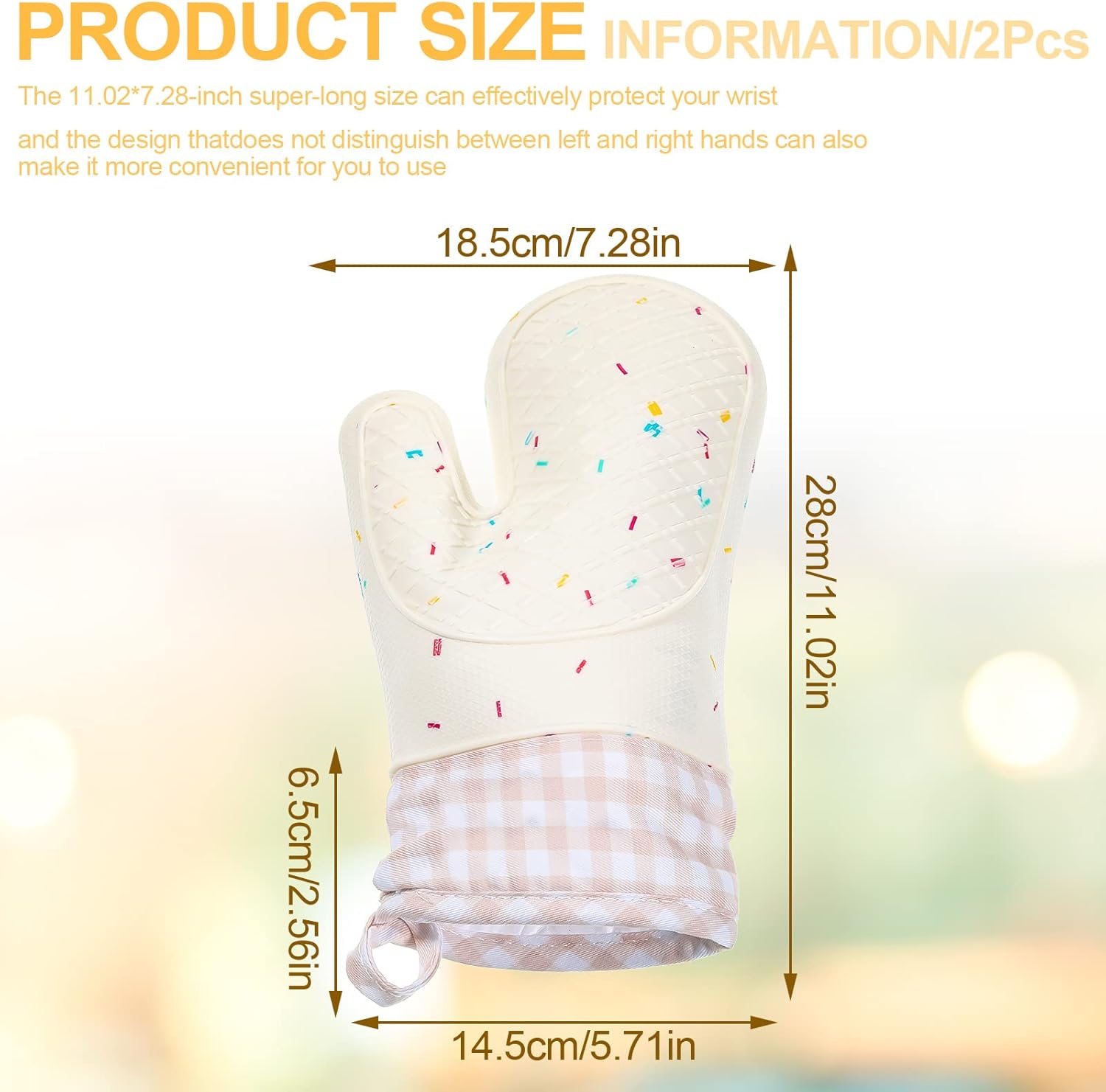 2-Piece Silicone Oven Mitts Waterproof Heat Resistant 500