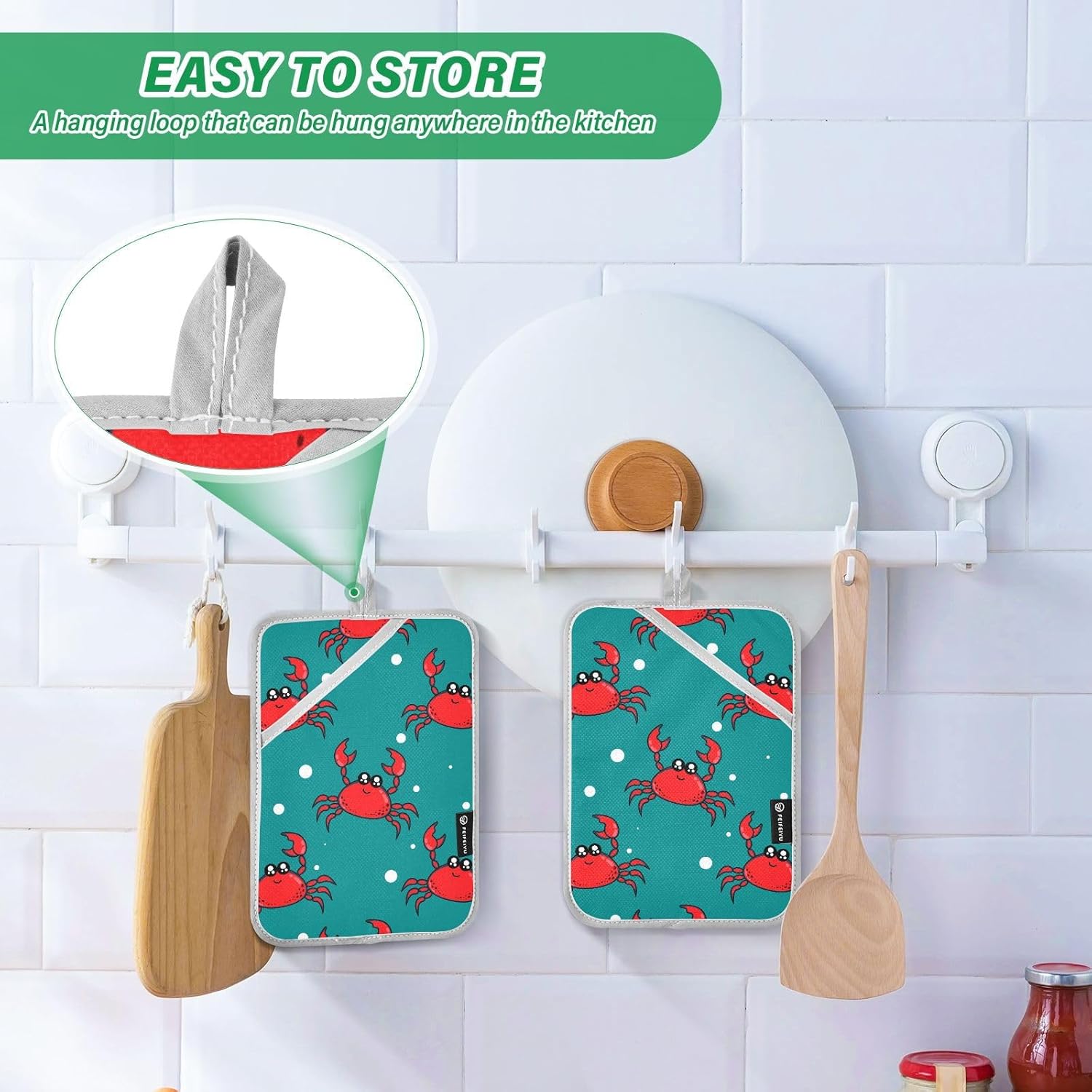 Dalzium Cartoon Crab Potholder Set of 2 Heat Resistant