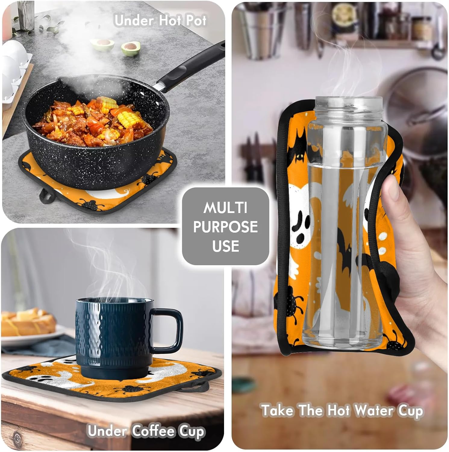 Aglebo Halloween Ghost Spider Oven Mitts Pot Holders Set of 2