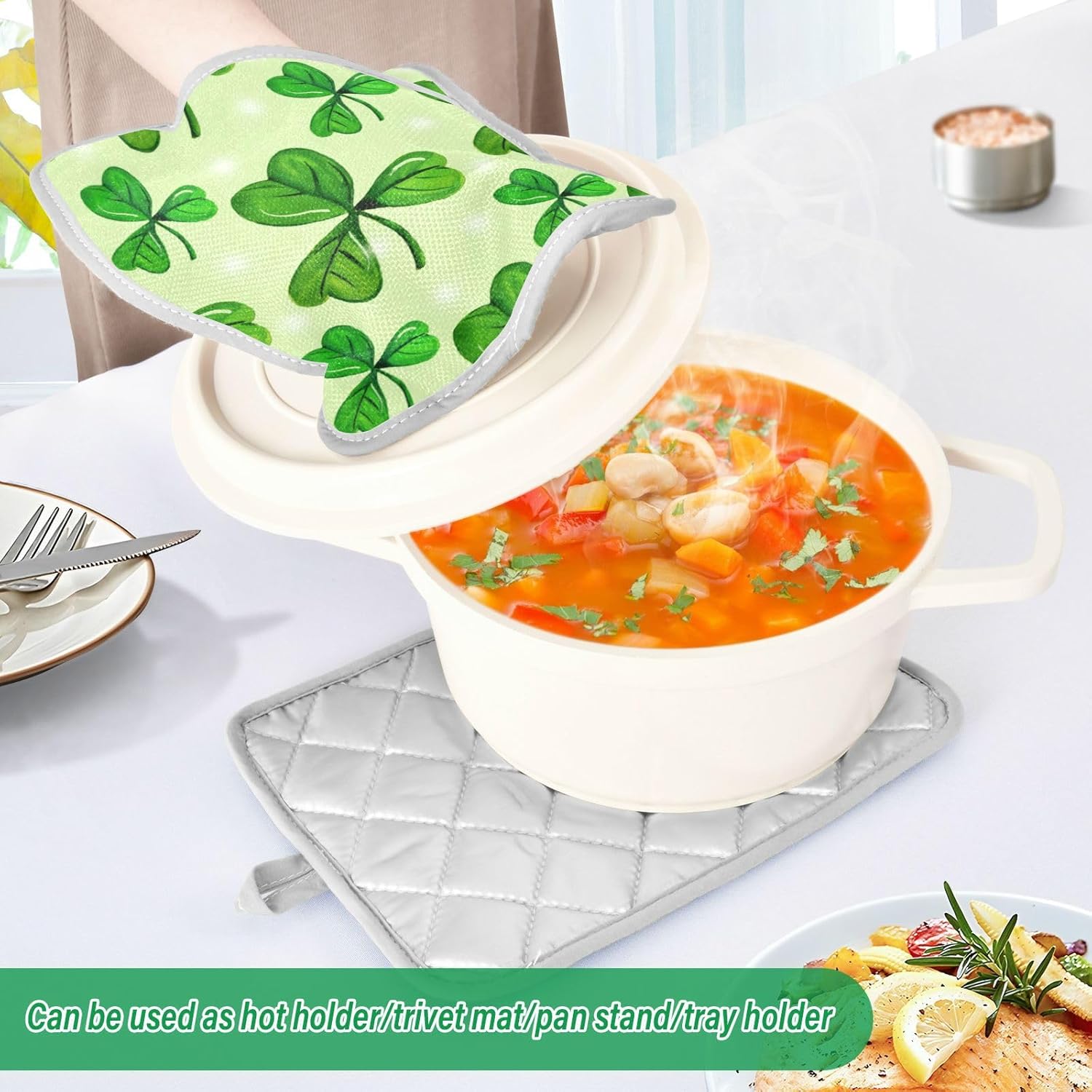 Kcldeci Watercolour Shamrock Pattern Pot Holders