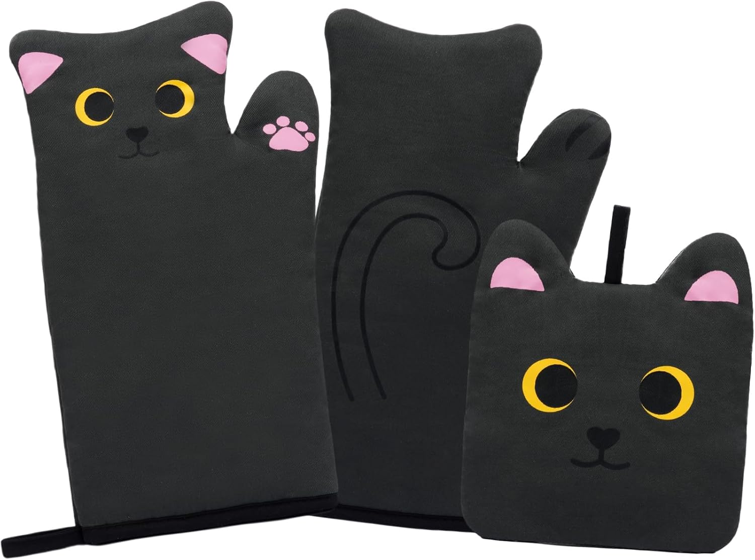 Adorably Heat-Resistant Cat Oven Mitts Set