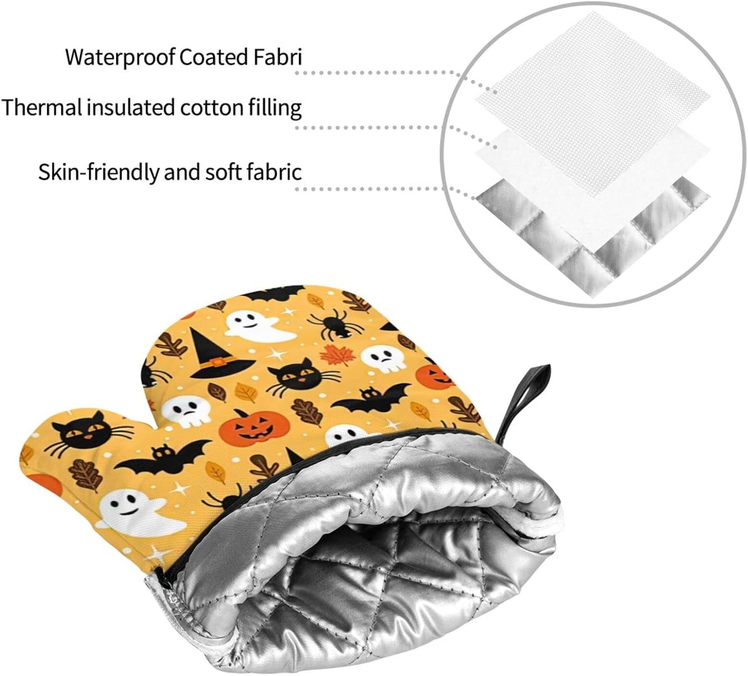Halloween Ghost Pumpkin Bat Oven Mitts and Pot Holders Sets of 4