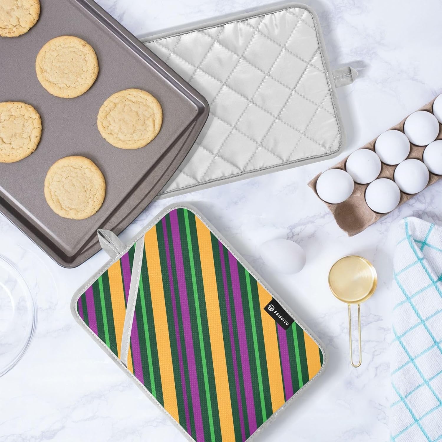 Mardi Gras Striped 2-Pack Potholders