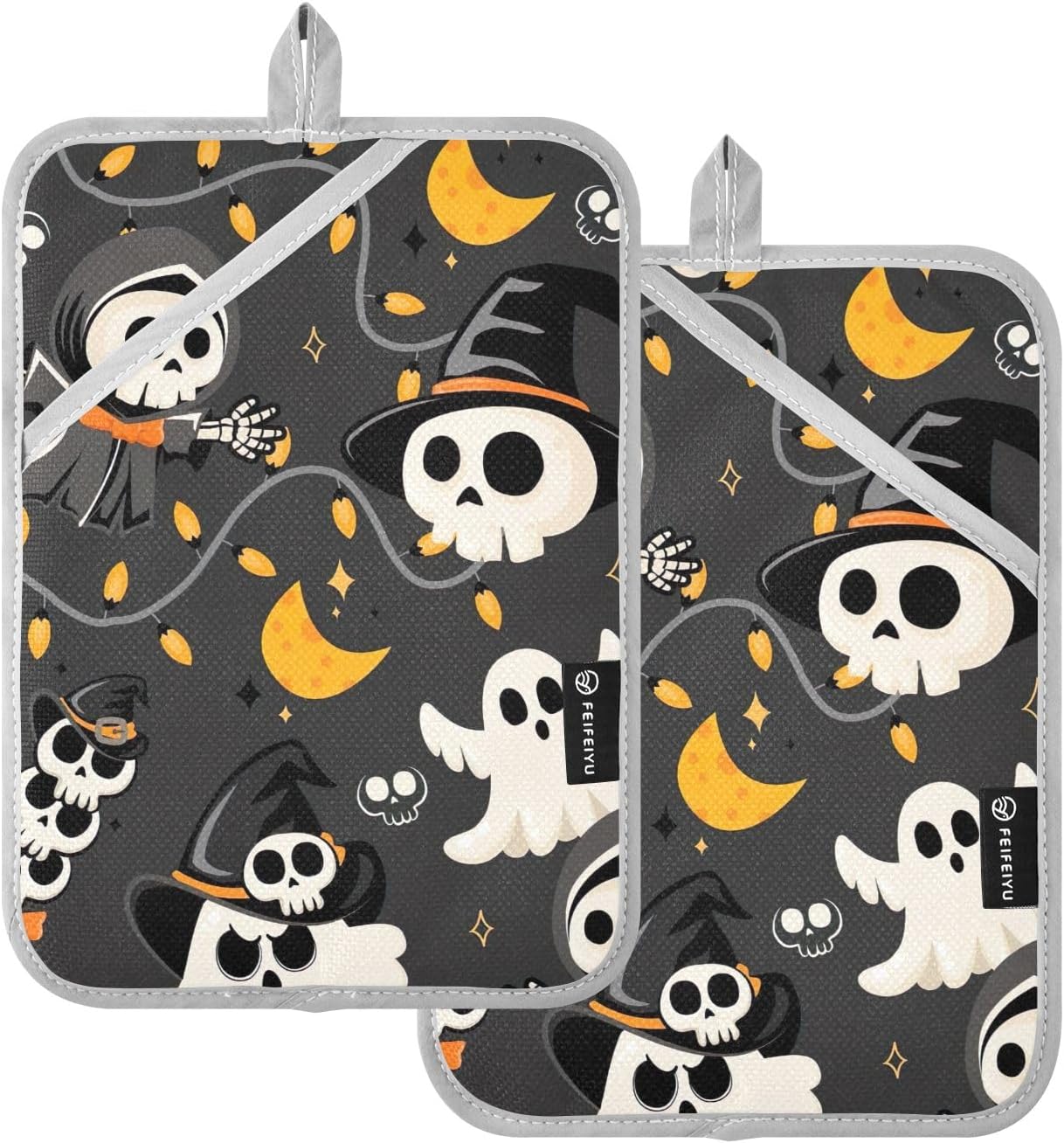GAIGEO Halloween Skeleton Witch Potholders Set