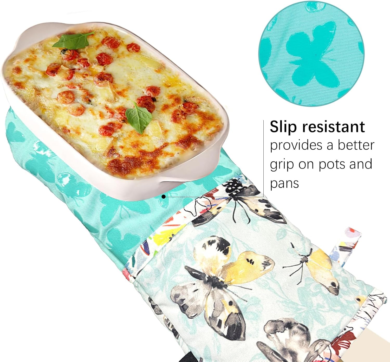 Heat-Resistant Oven Mitts with Anti-Slip Quilted Linings