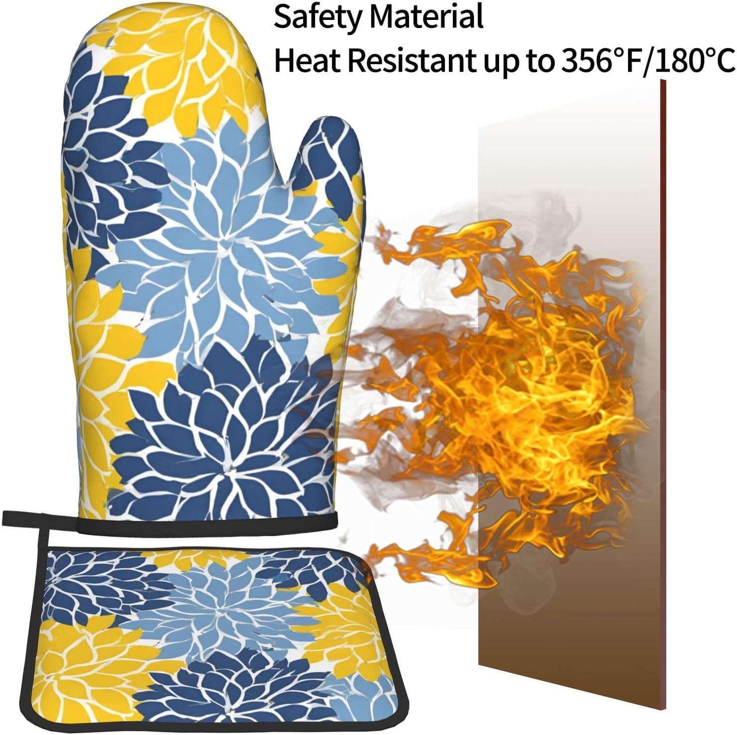 Dahlia Pinnata Oven Mitt Pot Holder Set