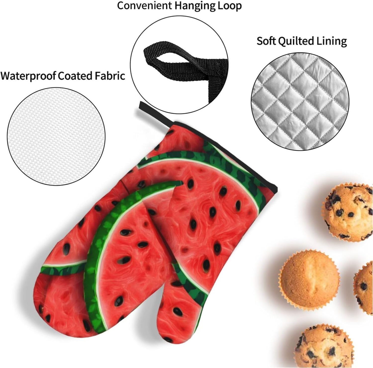 Quopvn Red Watermelon Printed Oven Mitts and Pot Holders 4-Piece Set