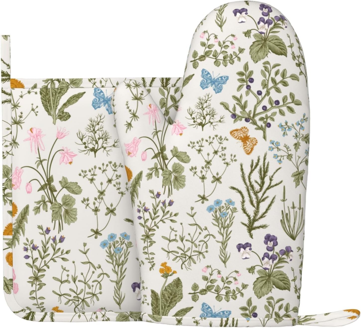 Cozy Floral Oven Mitts Set