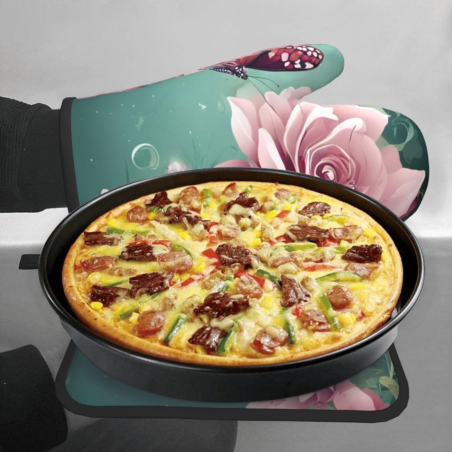 Floral Delight Oven Mitts Set