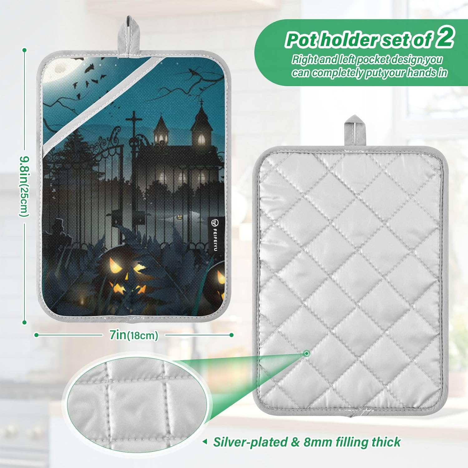 Oculus Halloween Scary Church Pot Holder Set