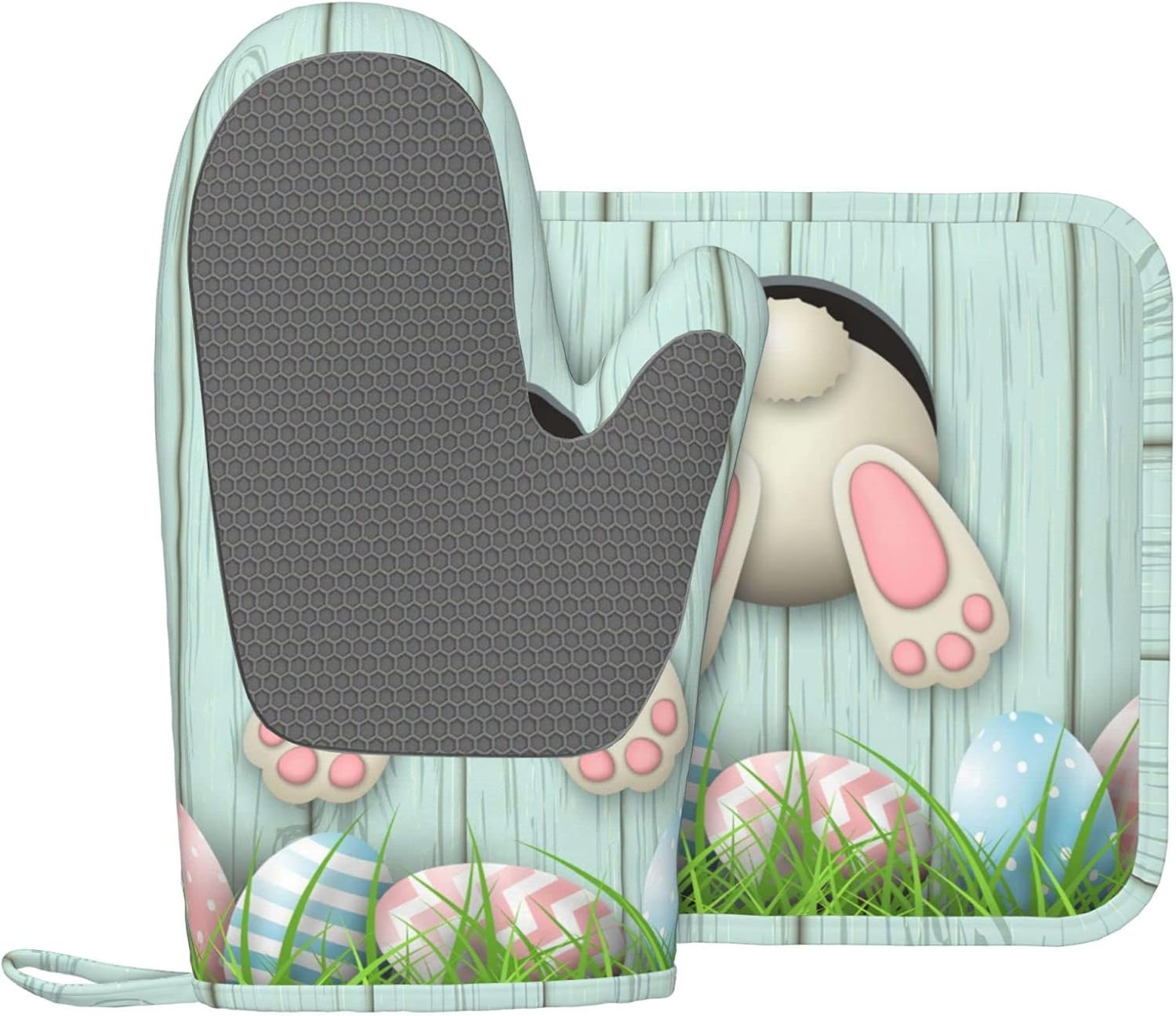 Easter Bunny Oven Mitts Set of 2 - White Adorn Your Kitchen