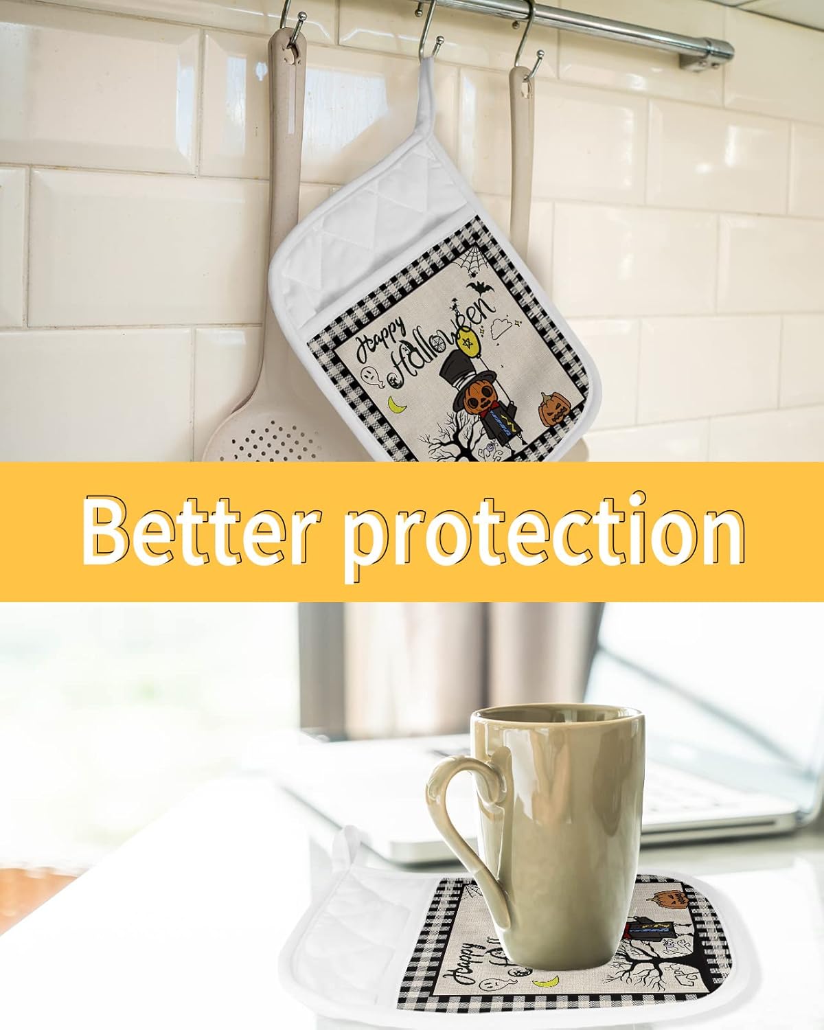 Halloween Ghost Potholders Set of 5 with Pocket