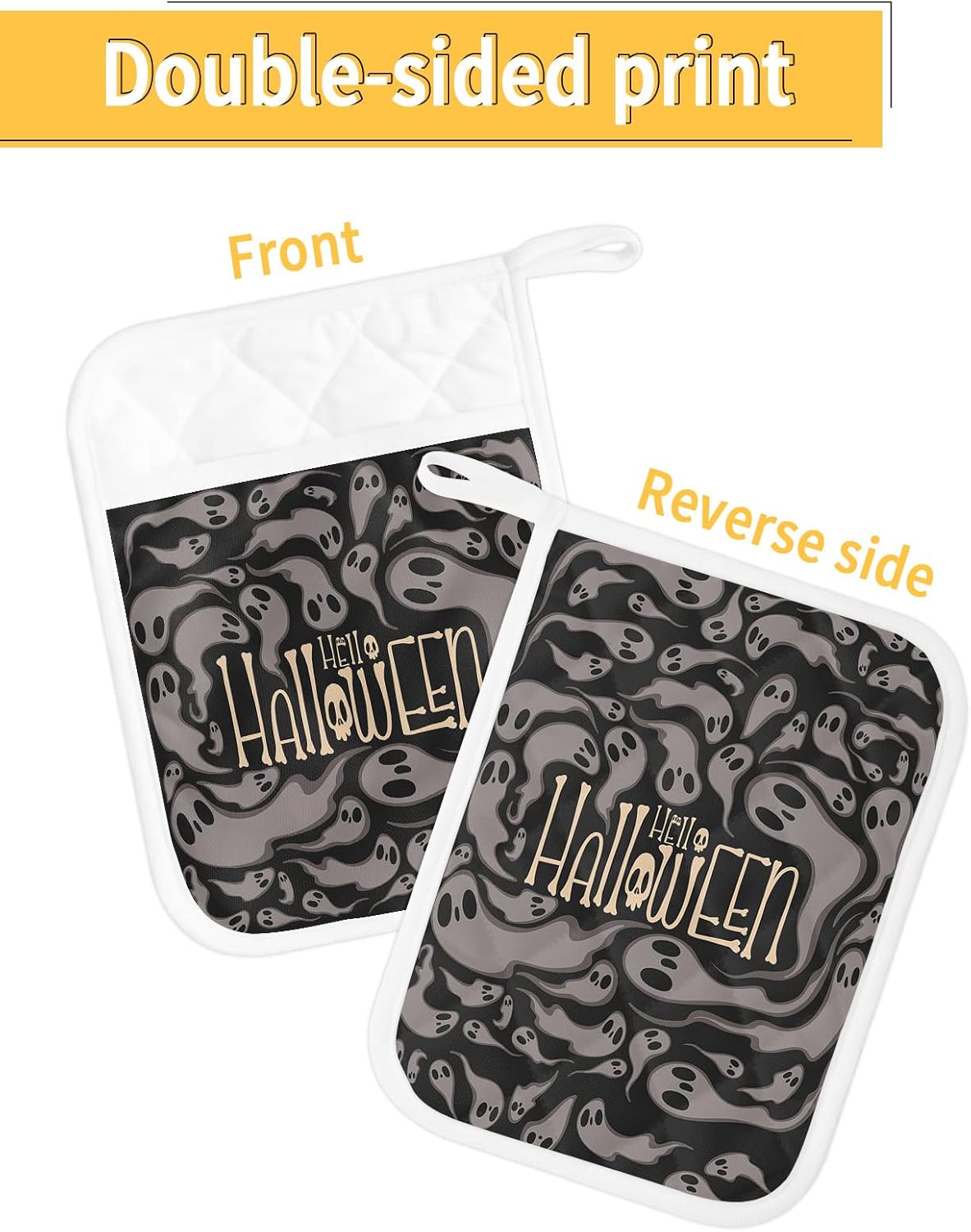 JasmineM Halloween Ghost Skeleton Potholders Set of 5