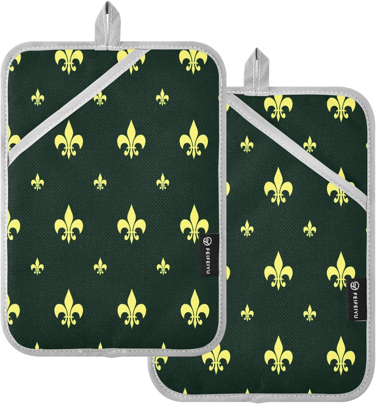 Kcldeci Fleur-de-lis Royal 2Pack Heat Resistant Oven Mitts