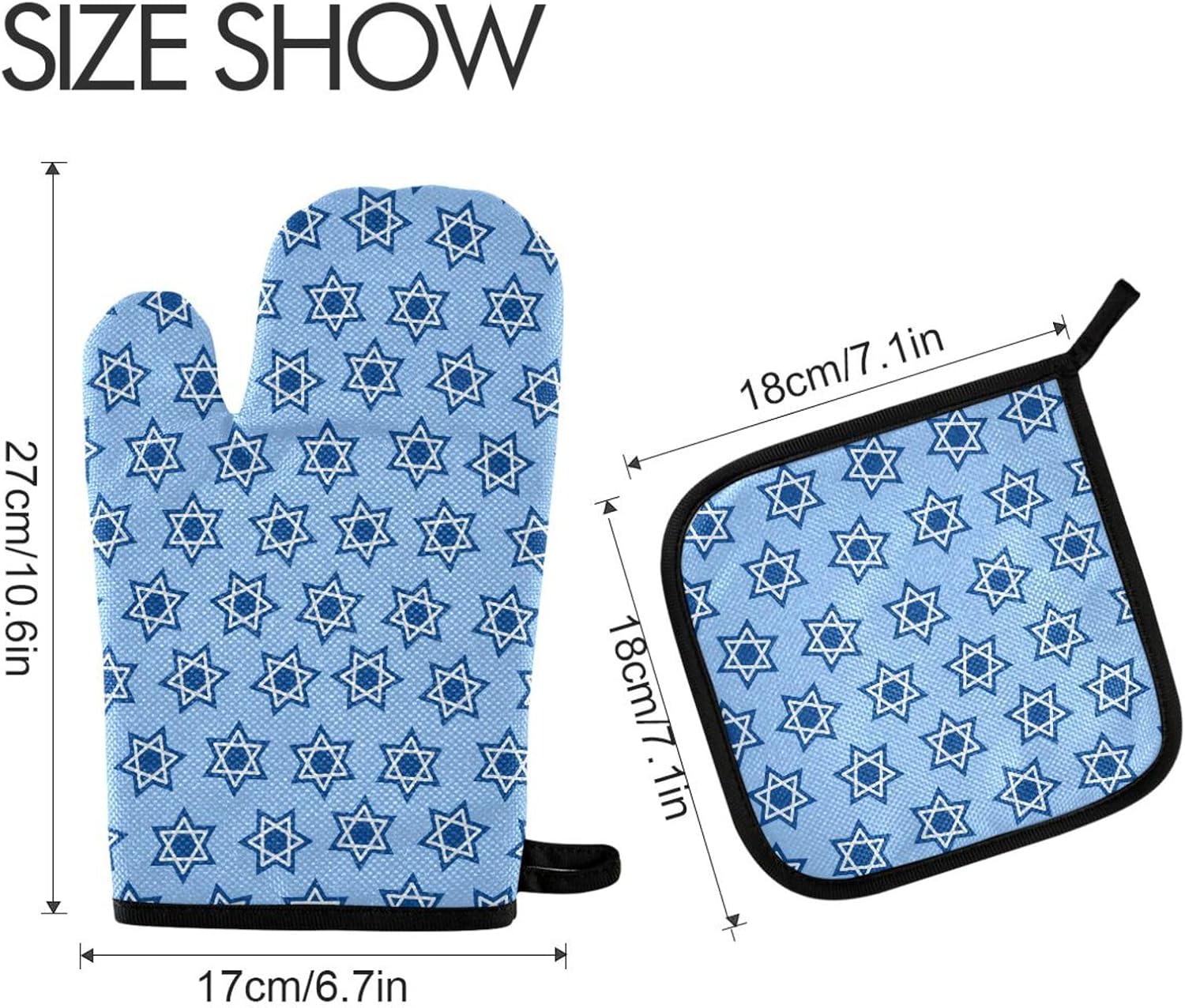 EtherSpher Star of David Oven Mitts and Pot Holder Set
