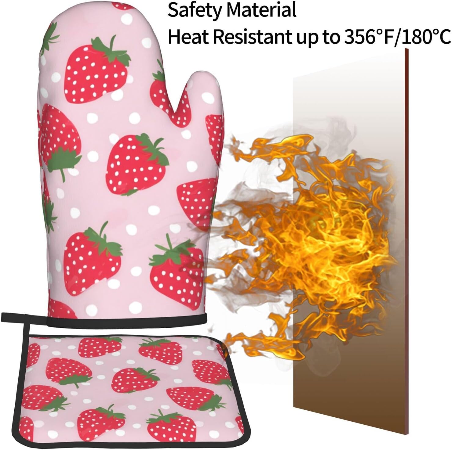 Strawberry Oven Mitts and Pot Holders 2pcs Set