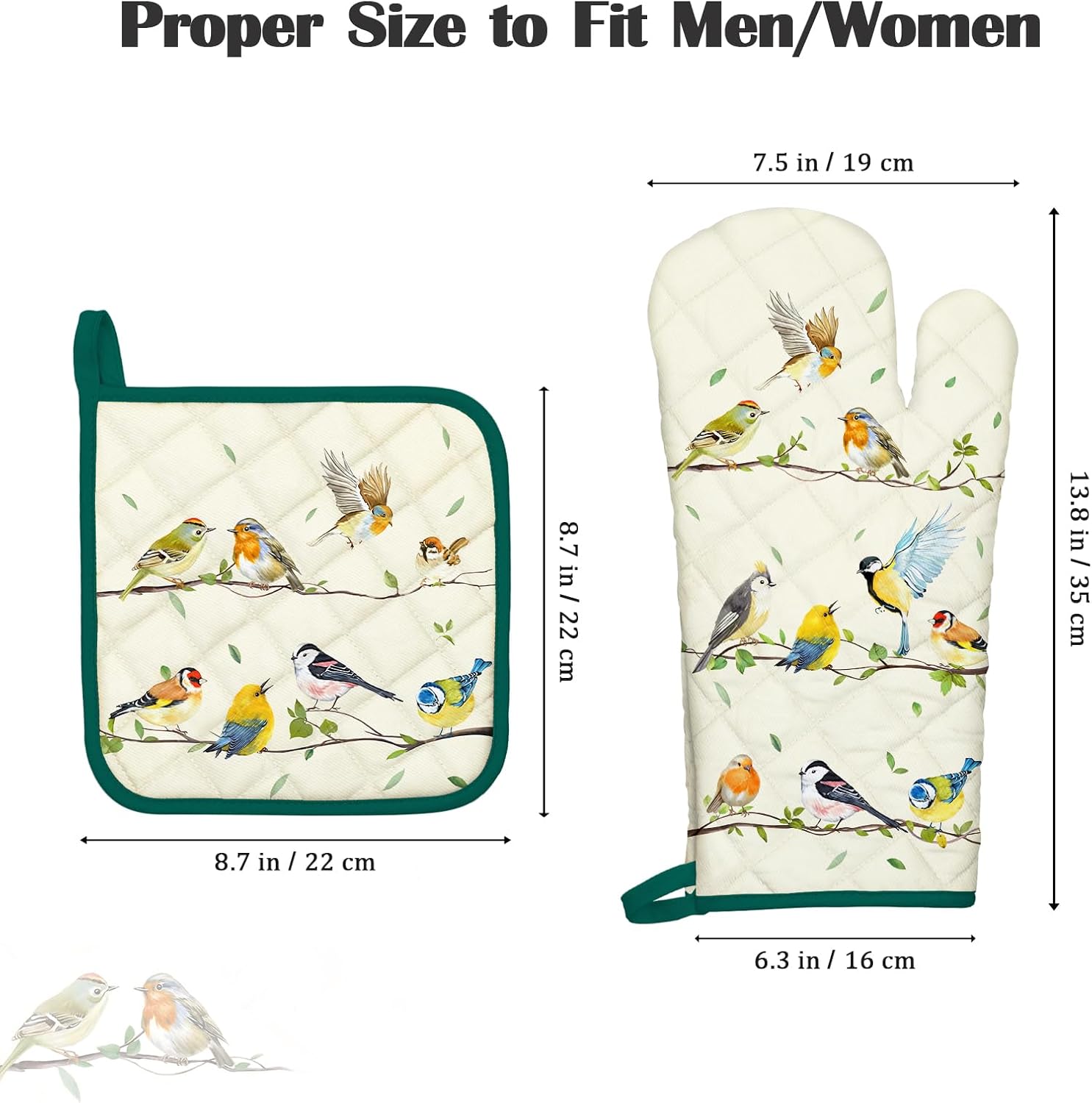 Bird Branch Oven Mitts and Pot Holders