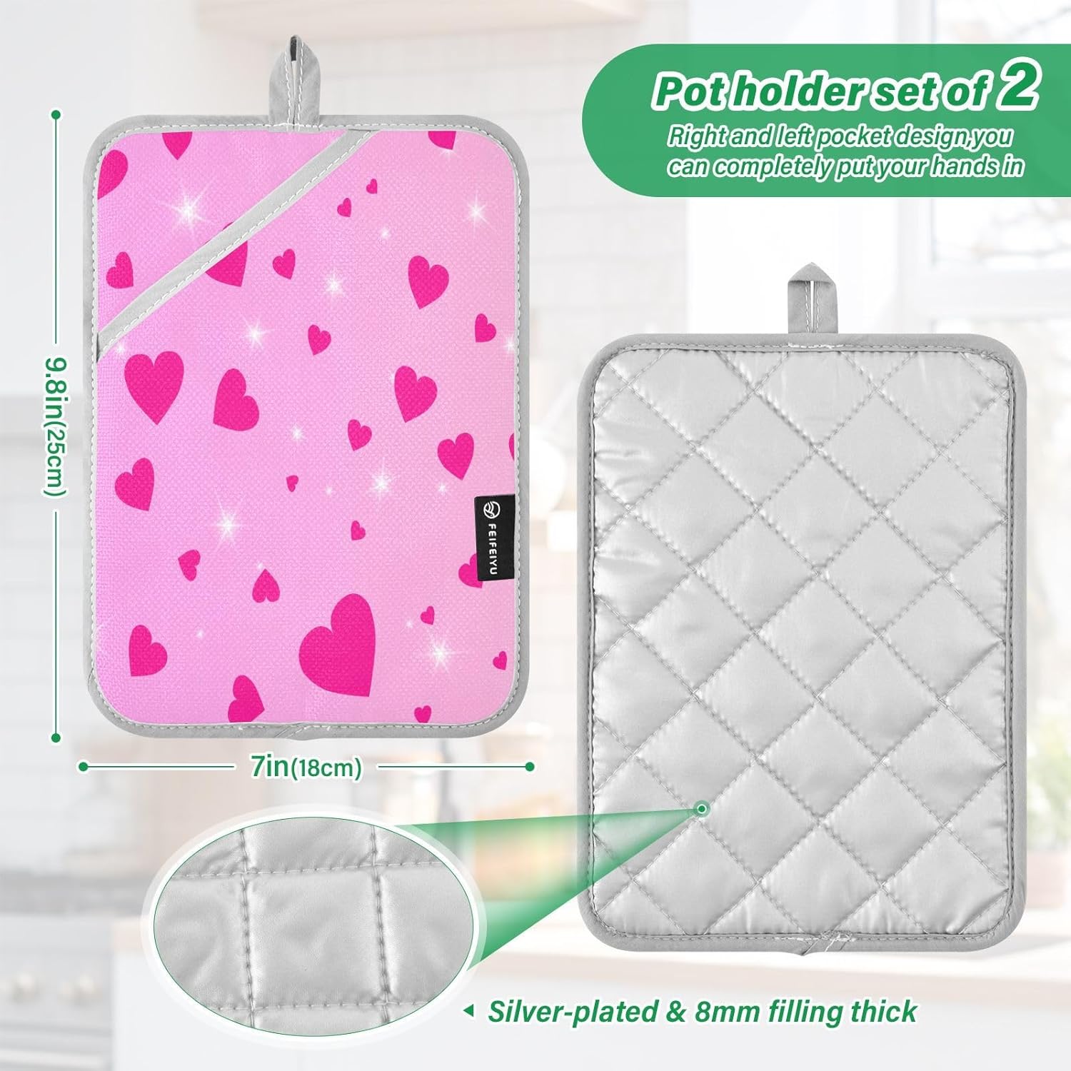 Preciosa Pink Heart Oven Mitt 2-Pack