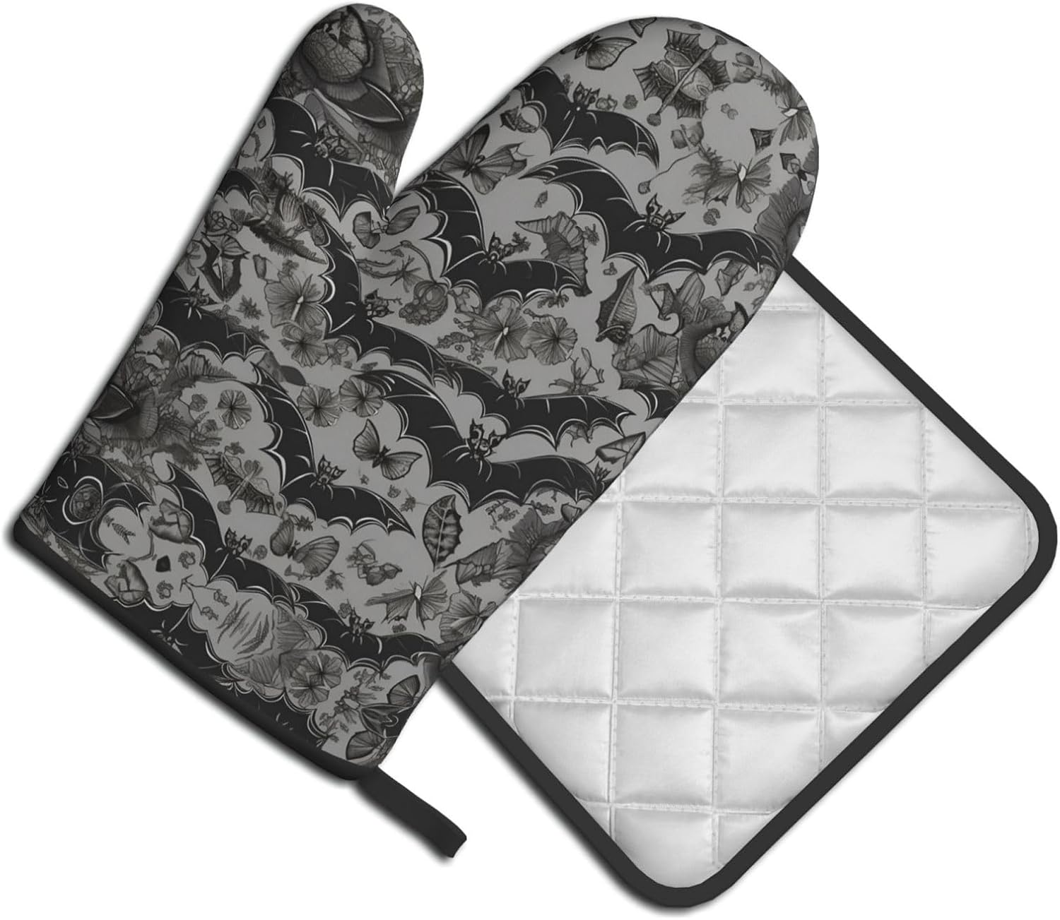 October Spooky Halloween Bats Oven Mitts Pot Holders Set