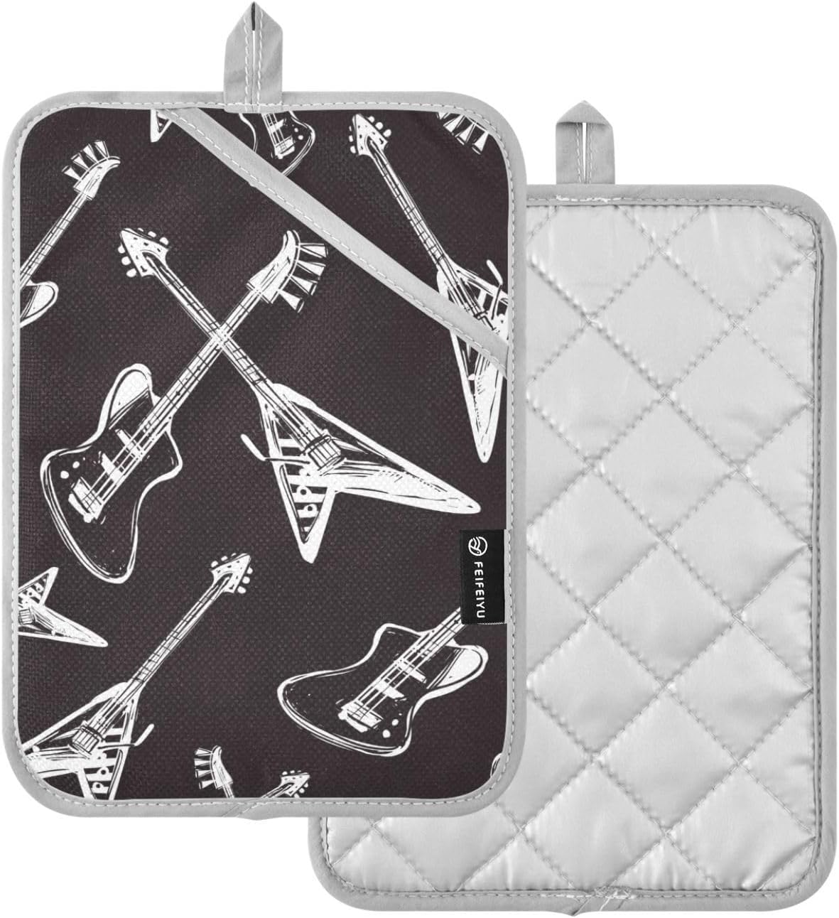 Potholder Rock and Roll Electric Rock Guitars Pot Holder Set of 2