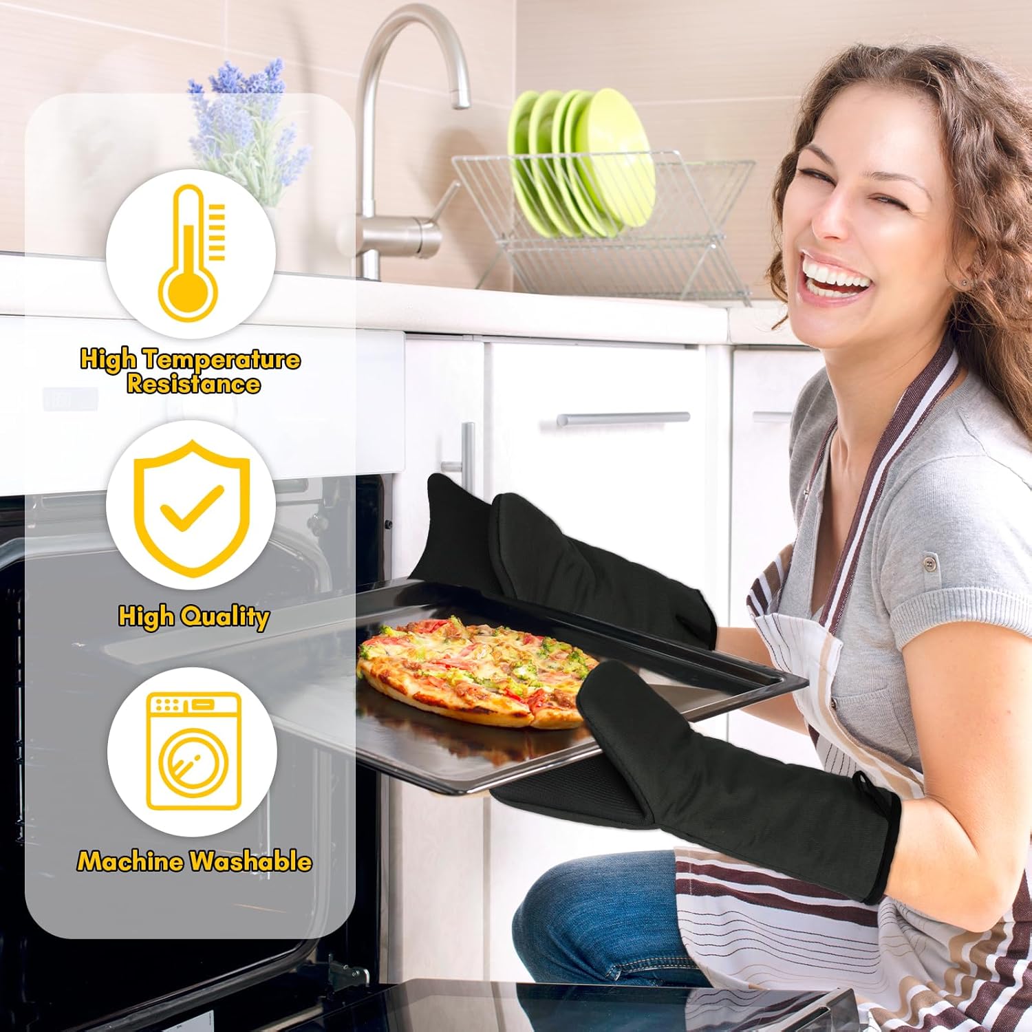 Oven Mitts for Kitchen Fun Heat Resistant Cat Mitts Set