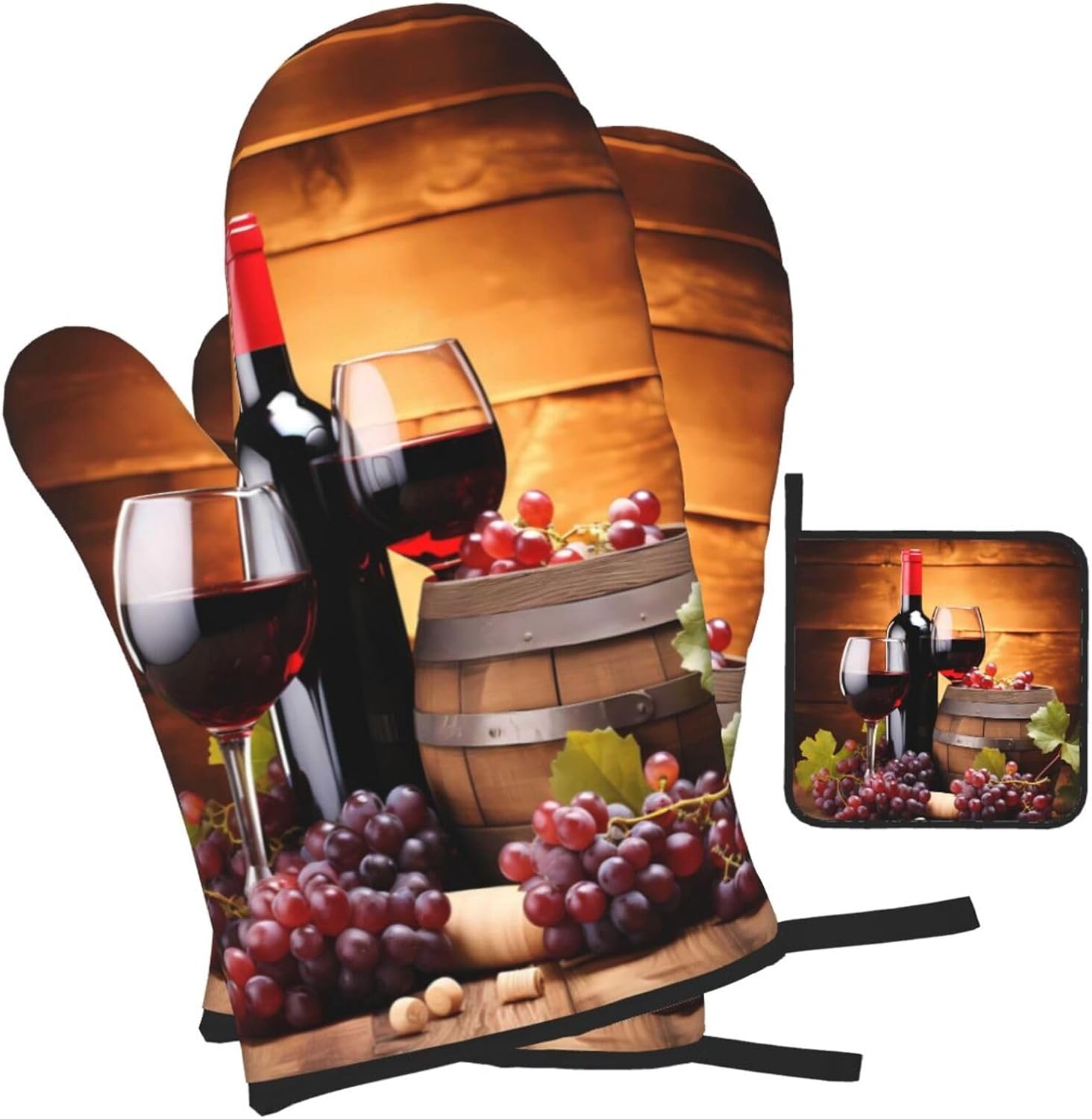 DXTKWL Heat-Resistant Oven Mitt Set for Grilling Cooking