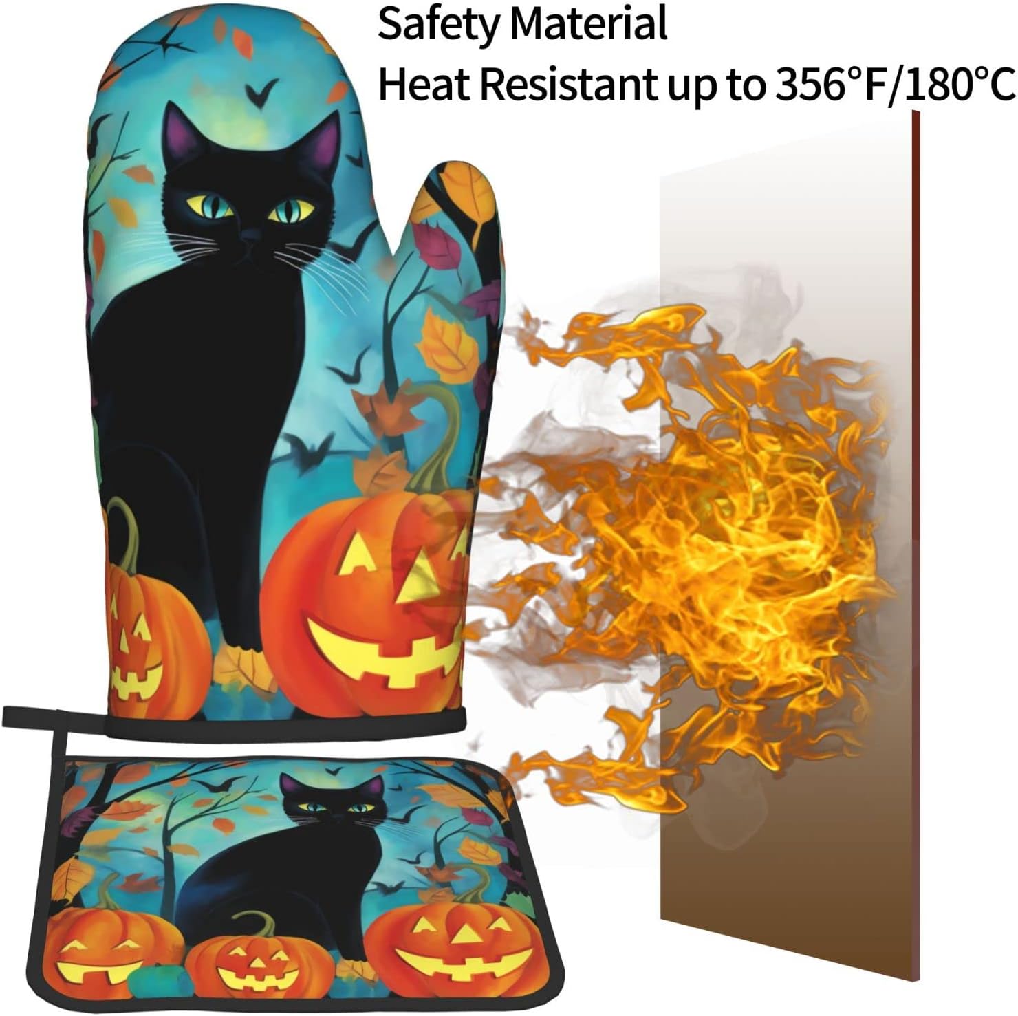 Mantaiyuan Black Cat Halloween Oven Mitt The Ghost That Stays Warm