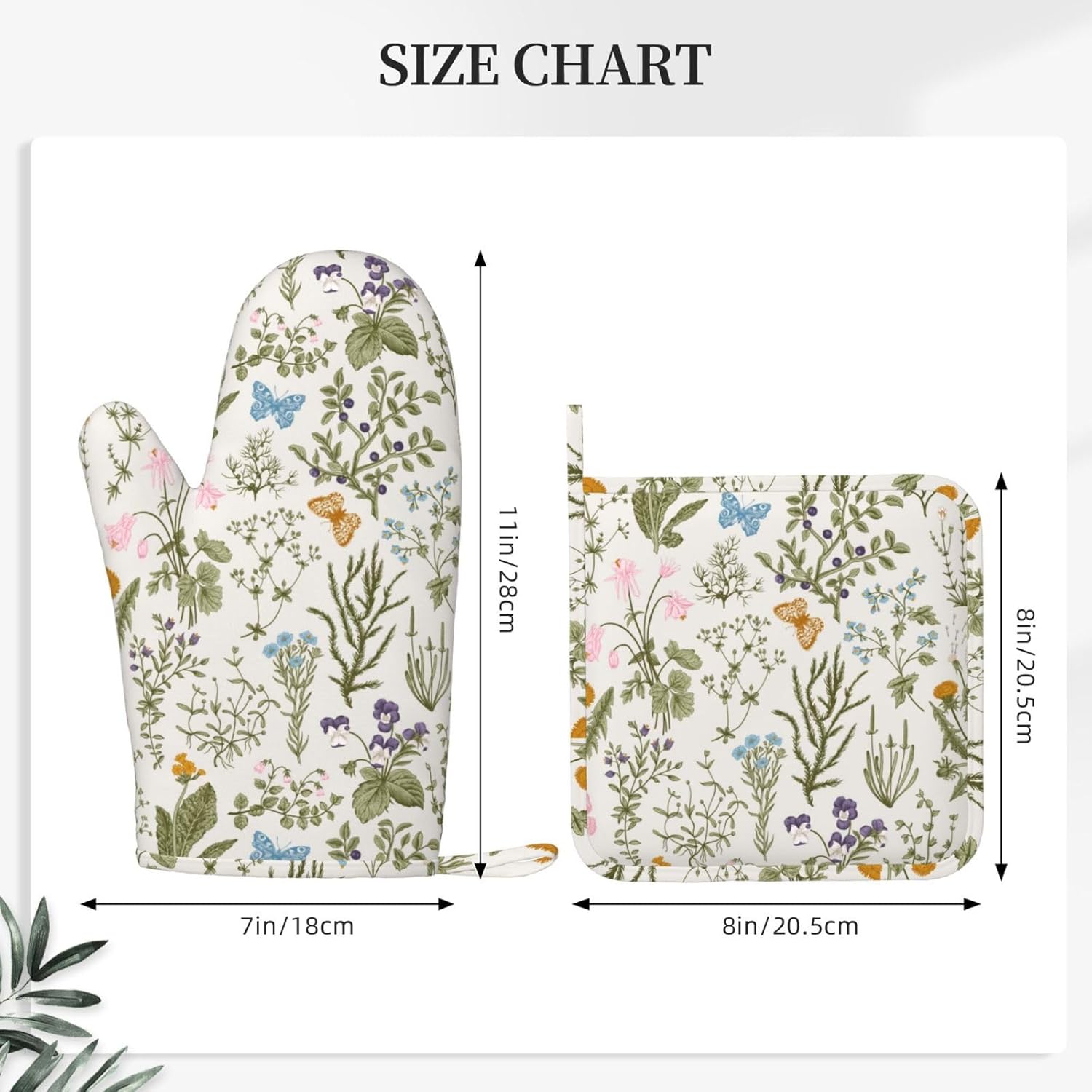 Cozy Floral Oven Mitts Set