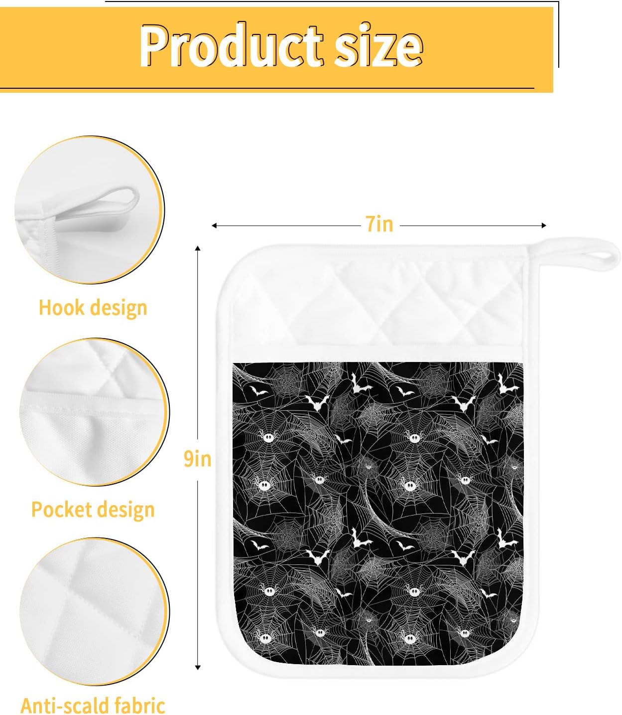 Halloween Pot Holders with Pocket for Kitchen