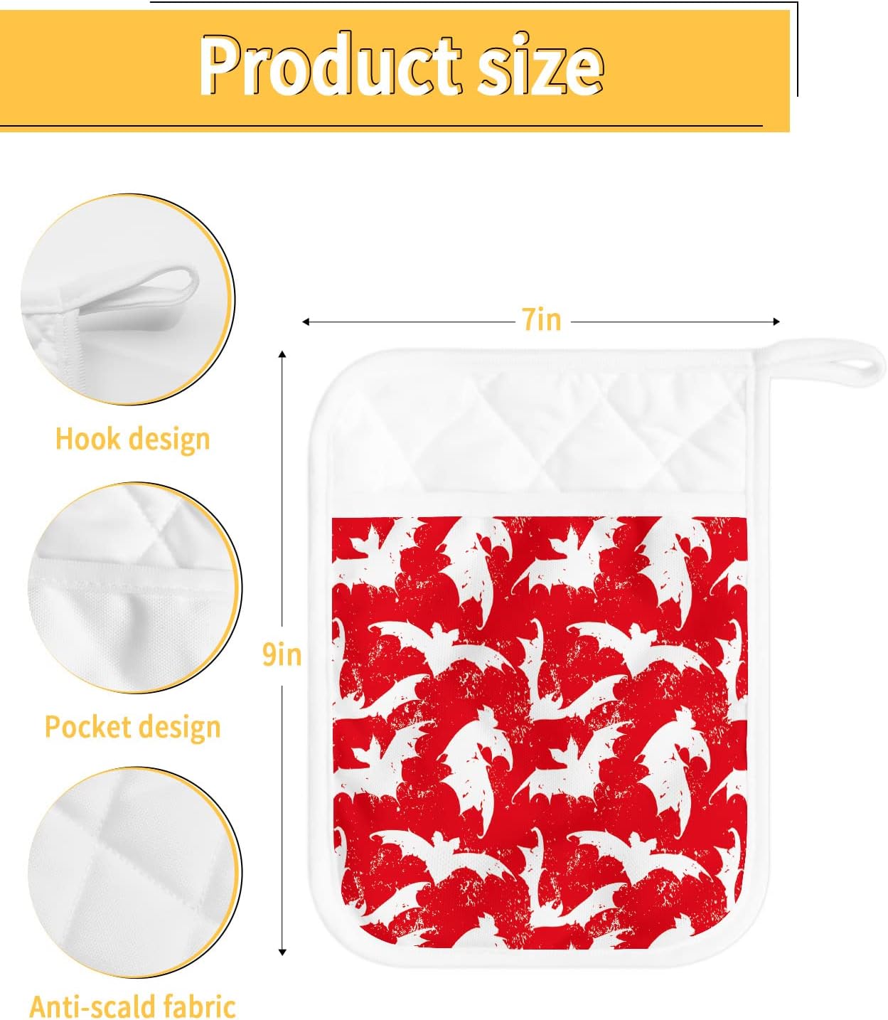 Blood Red Halloween Bat Pot Holders