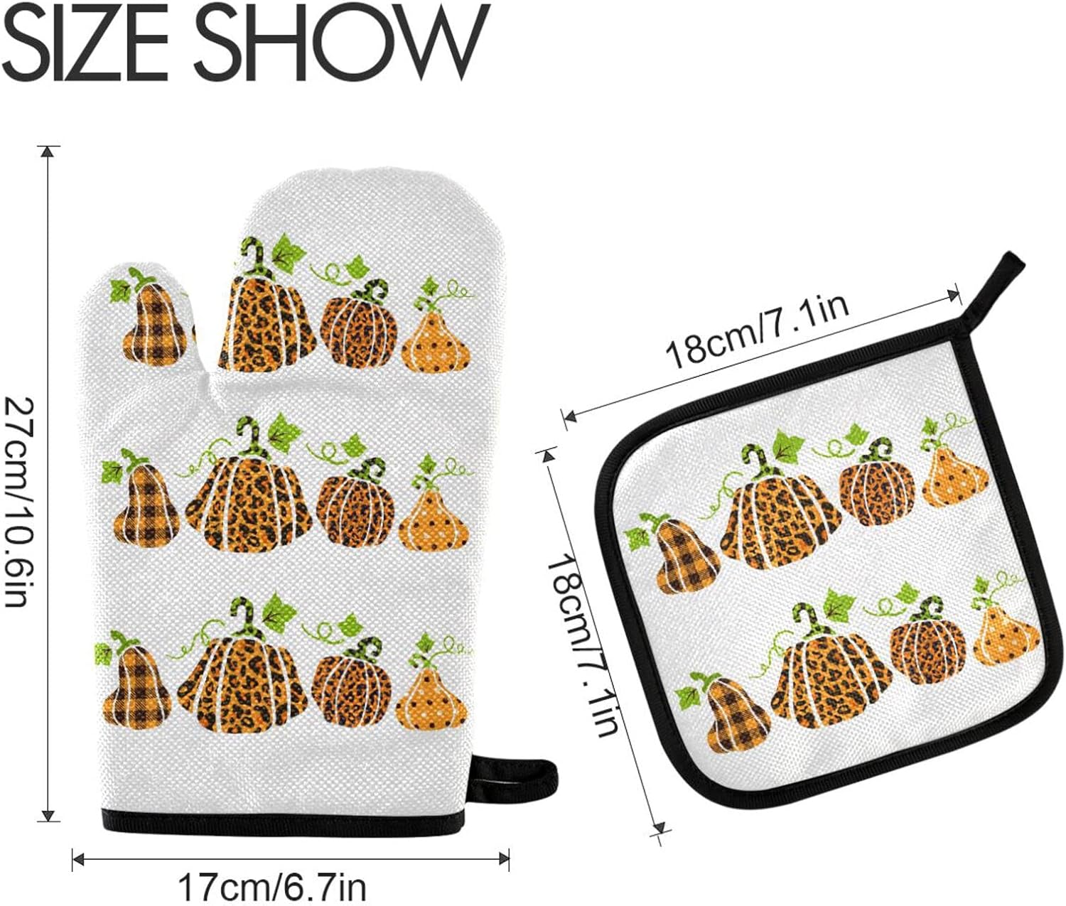 Lhammer Halloween Oven Mitt Set Heat Resistant Pigeon Plaid Pumpkins